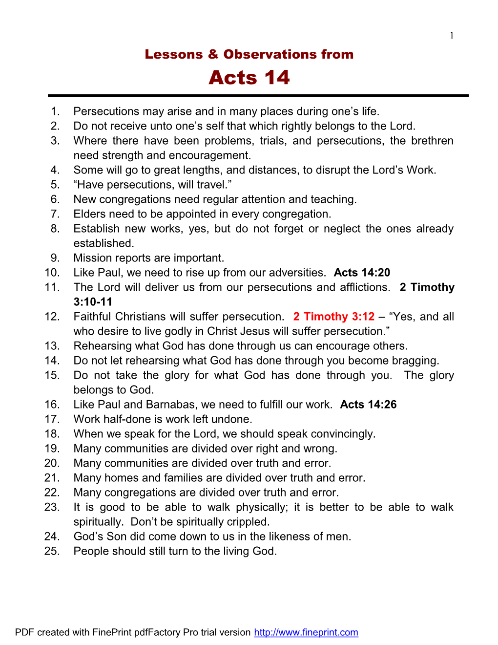 Lessons & Observations from Acts 14