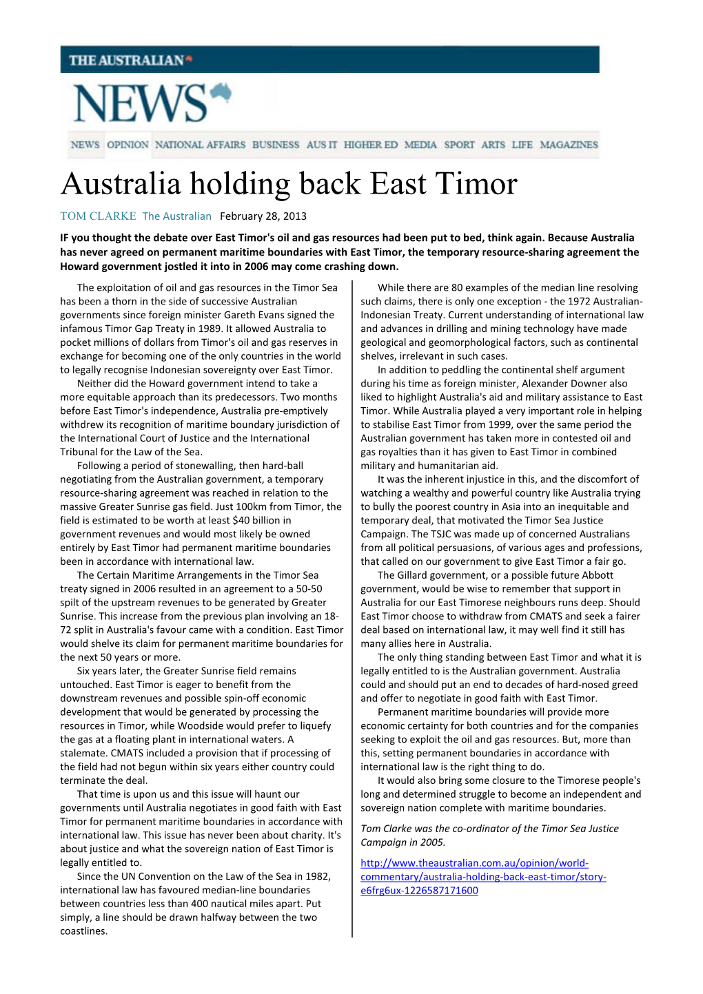 Australia Holding Back East Timor