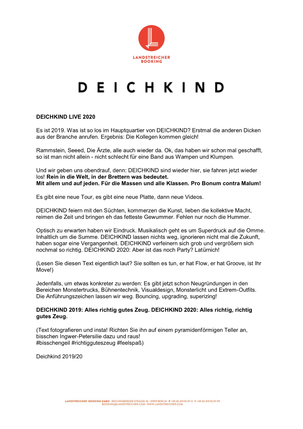 DEICHKIND LIVE 2020 Es Ist 2019. Was Ist So Los Im Hauptquartier