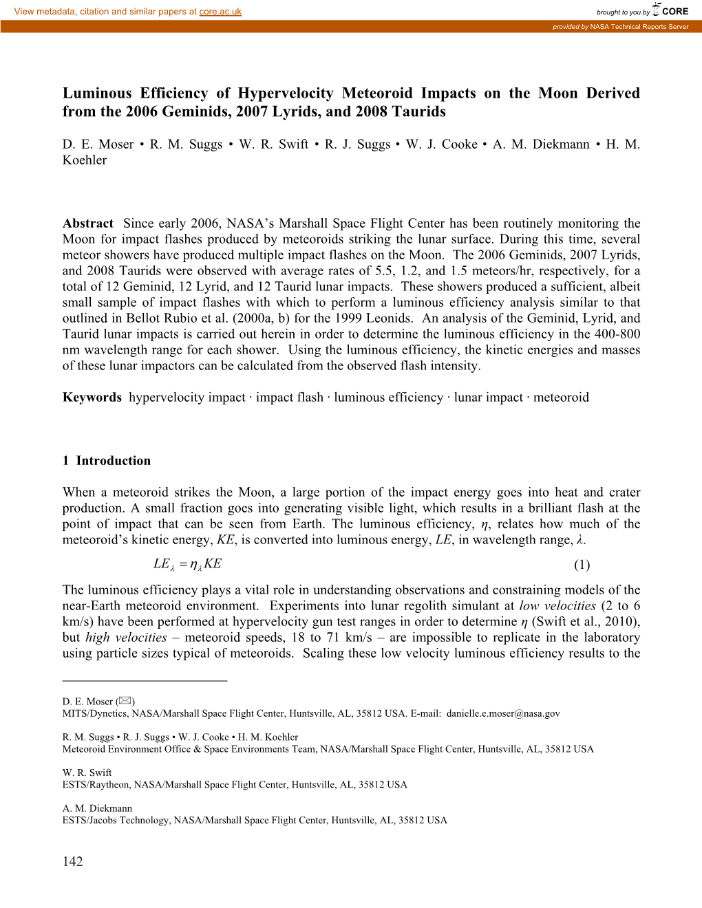 Luminous Efficiency of Hypervelocity Meteoroid Impacts on the Moon Derived from the 2006 Geminids, 2007 Lyrids, and 2008 Taurids