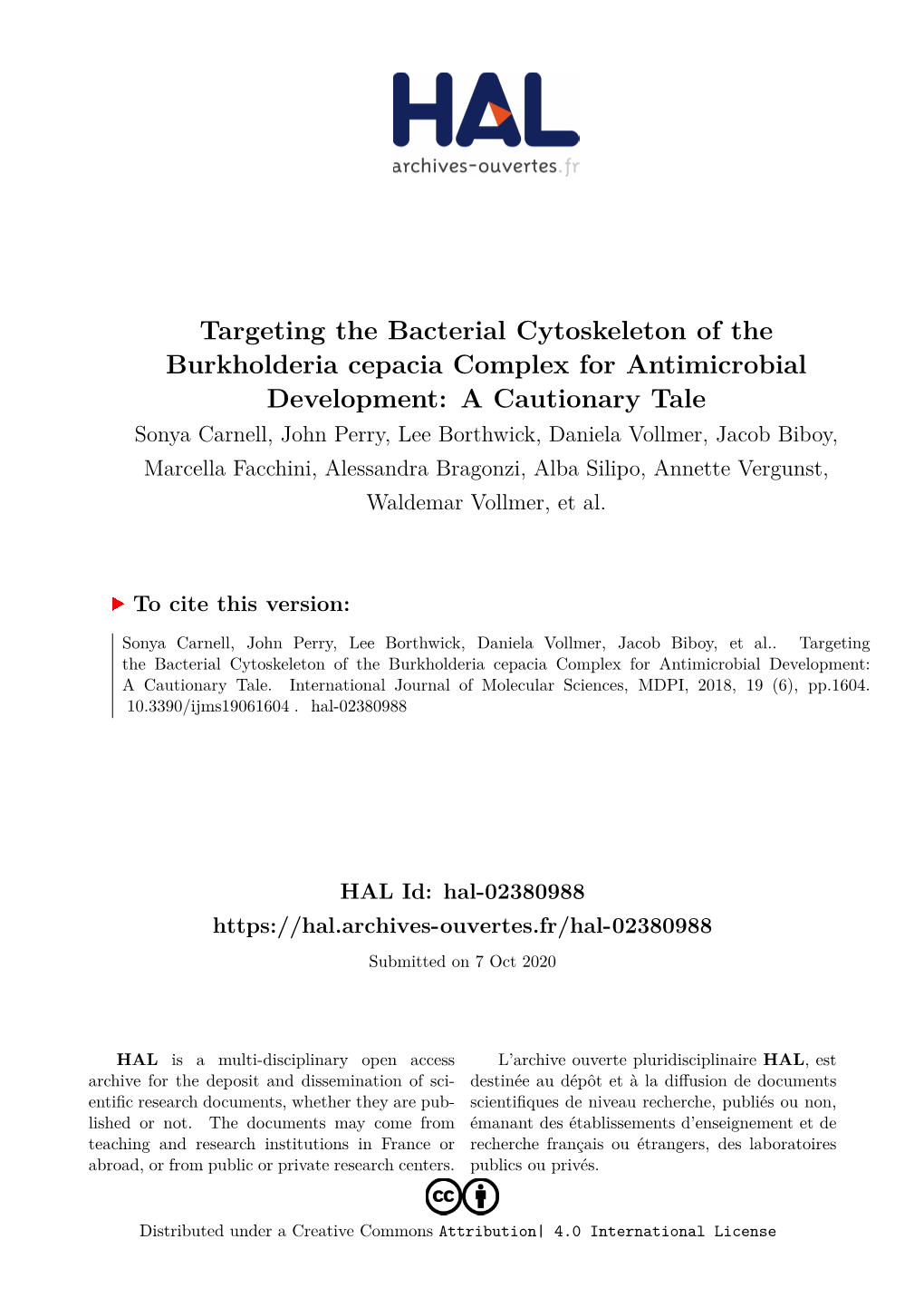 Targeting the Bacterial Cytoskeleton of The