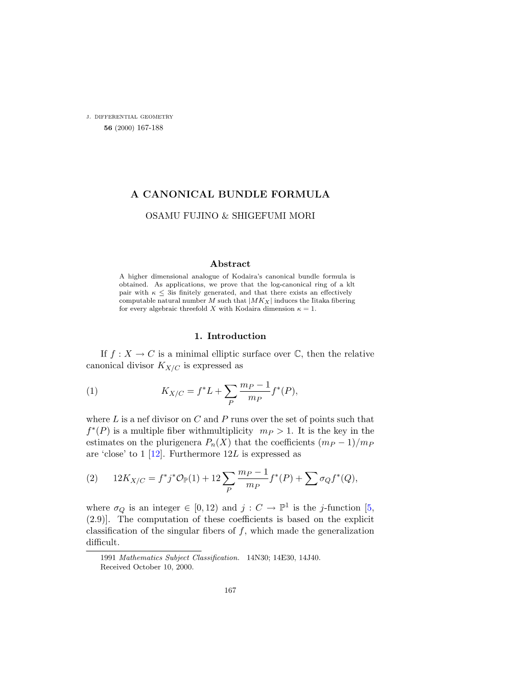 A Canonical Bundle Formula