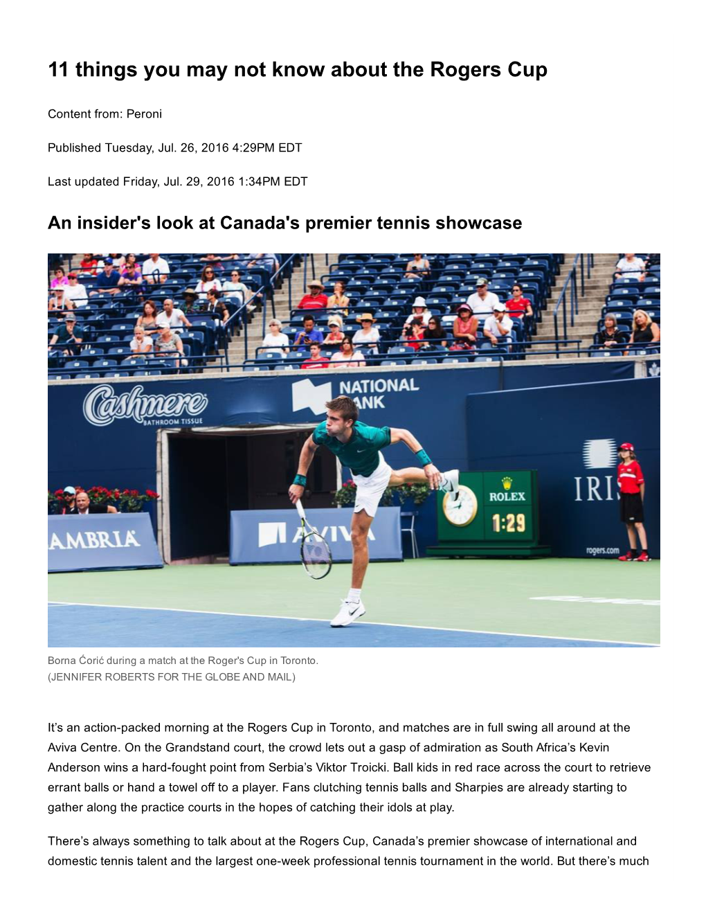 11 Things You May Not Know About the Rogers Cup
