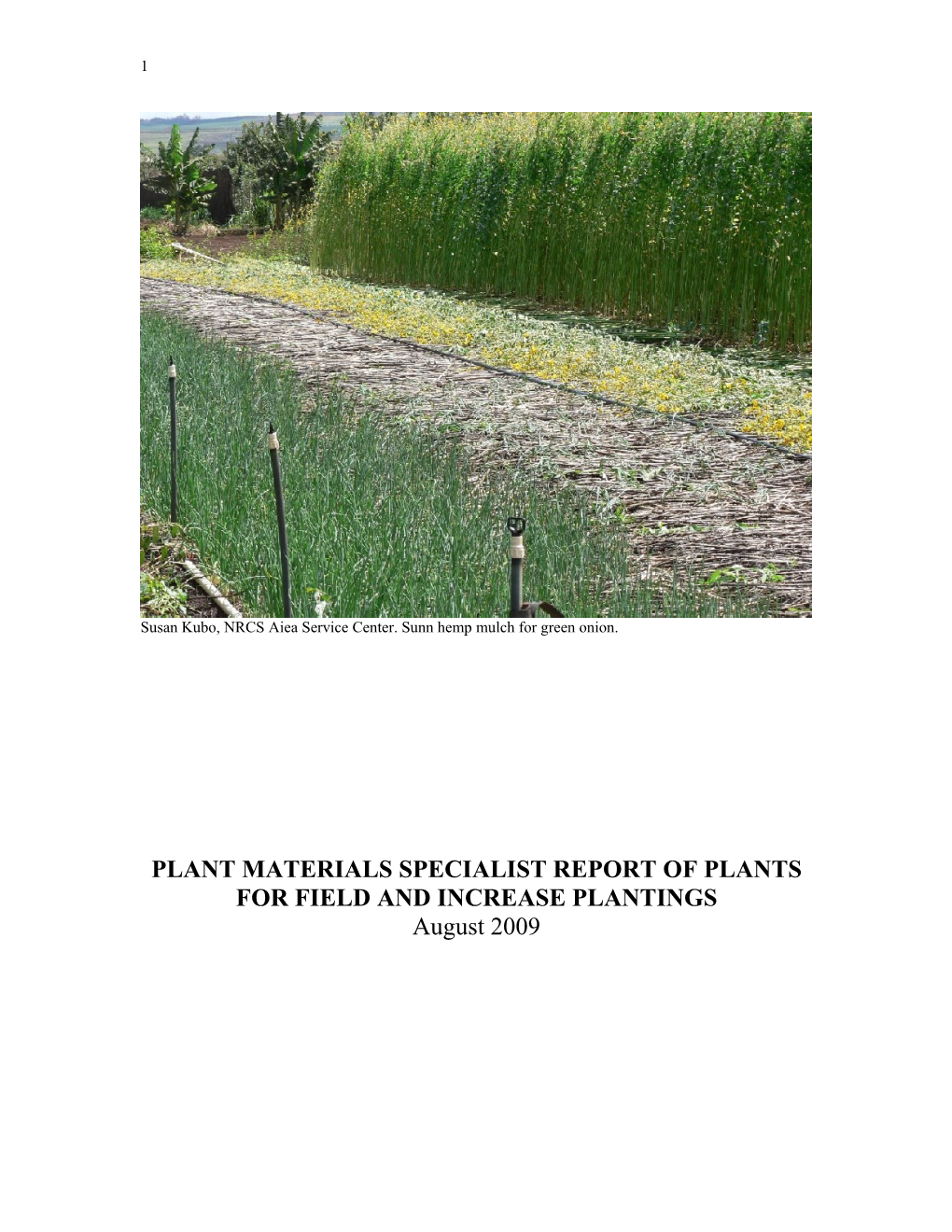 Plant Materials Specialists Report