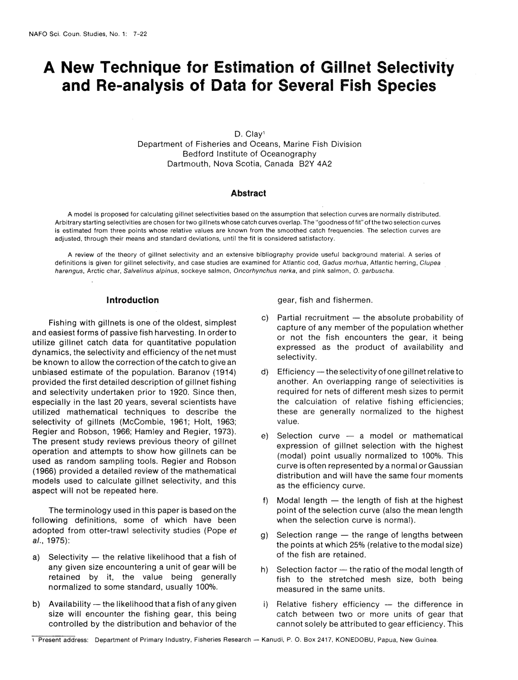 A New Technique for Estimation of Gillnet Selectuvity and Re-Analysis