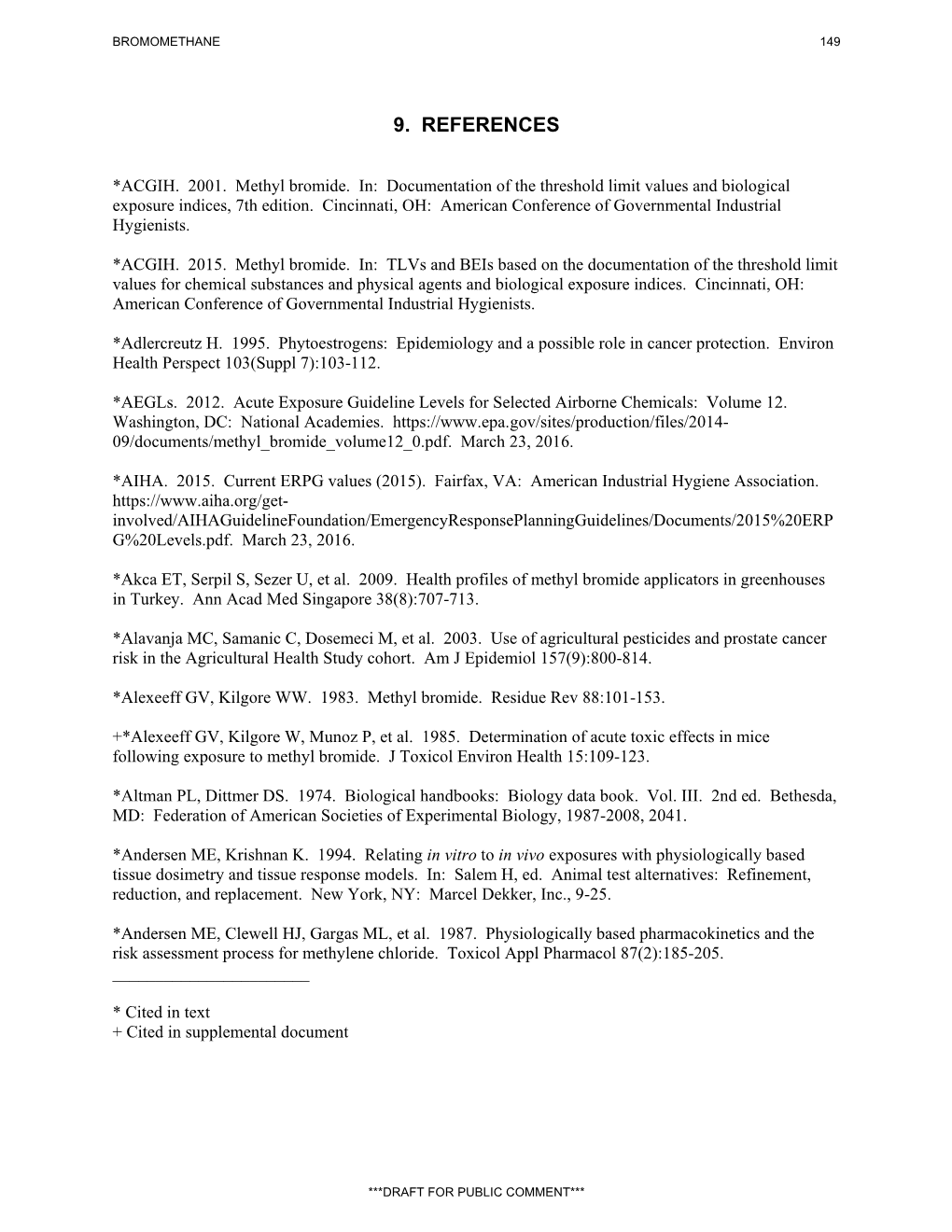 Toxicological Profile for Bromomethane, Draft for Public