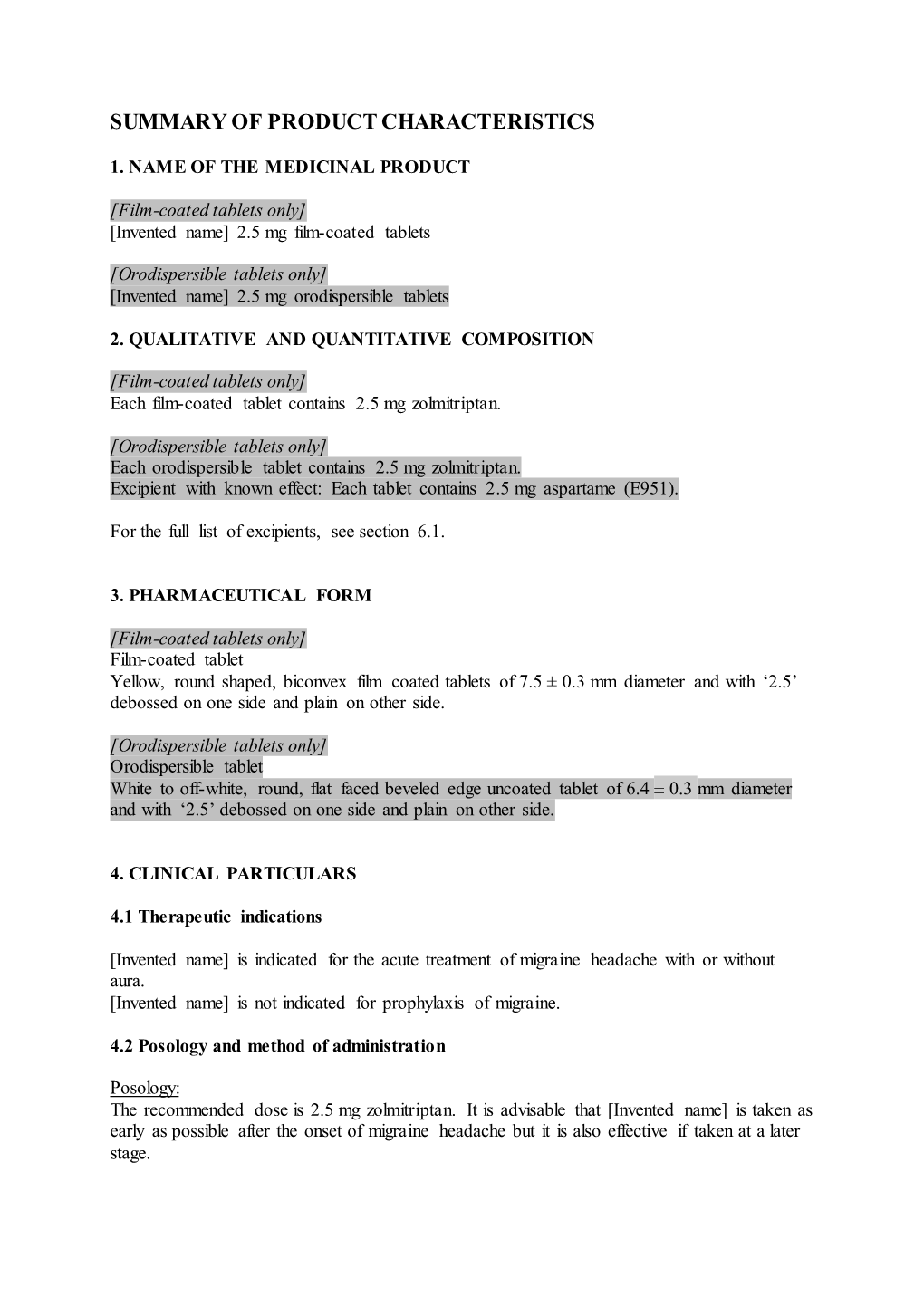 Summary of Product Characteristics