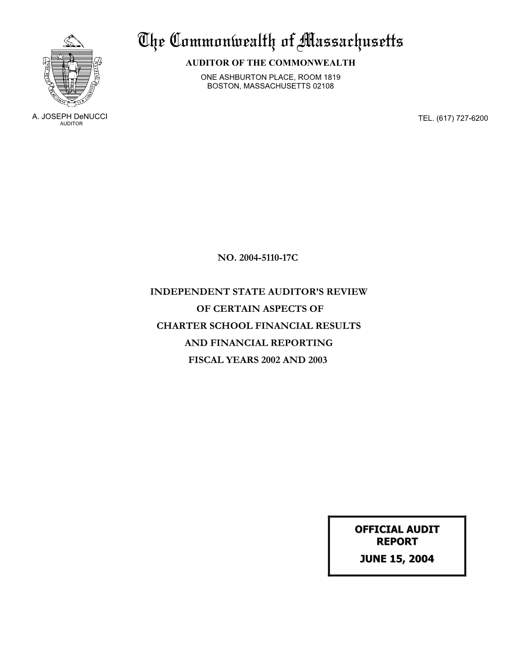 2004-5110-17C Charter School Financial Results