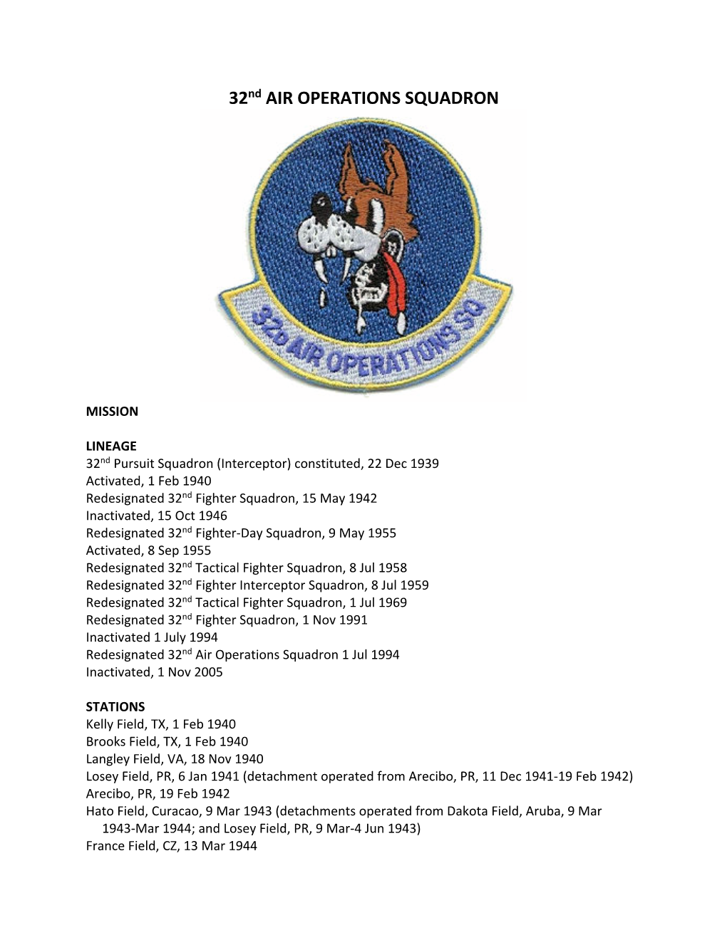 32Nd AIR OPERATIONS SQUADRON