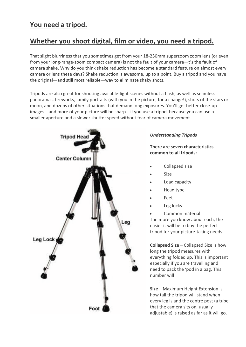 Using a Tripod Correctly