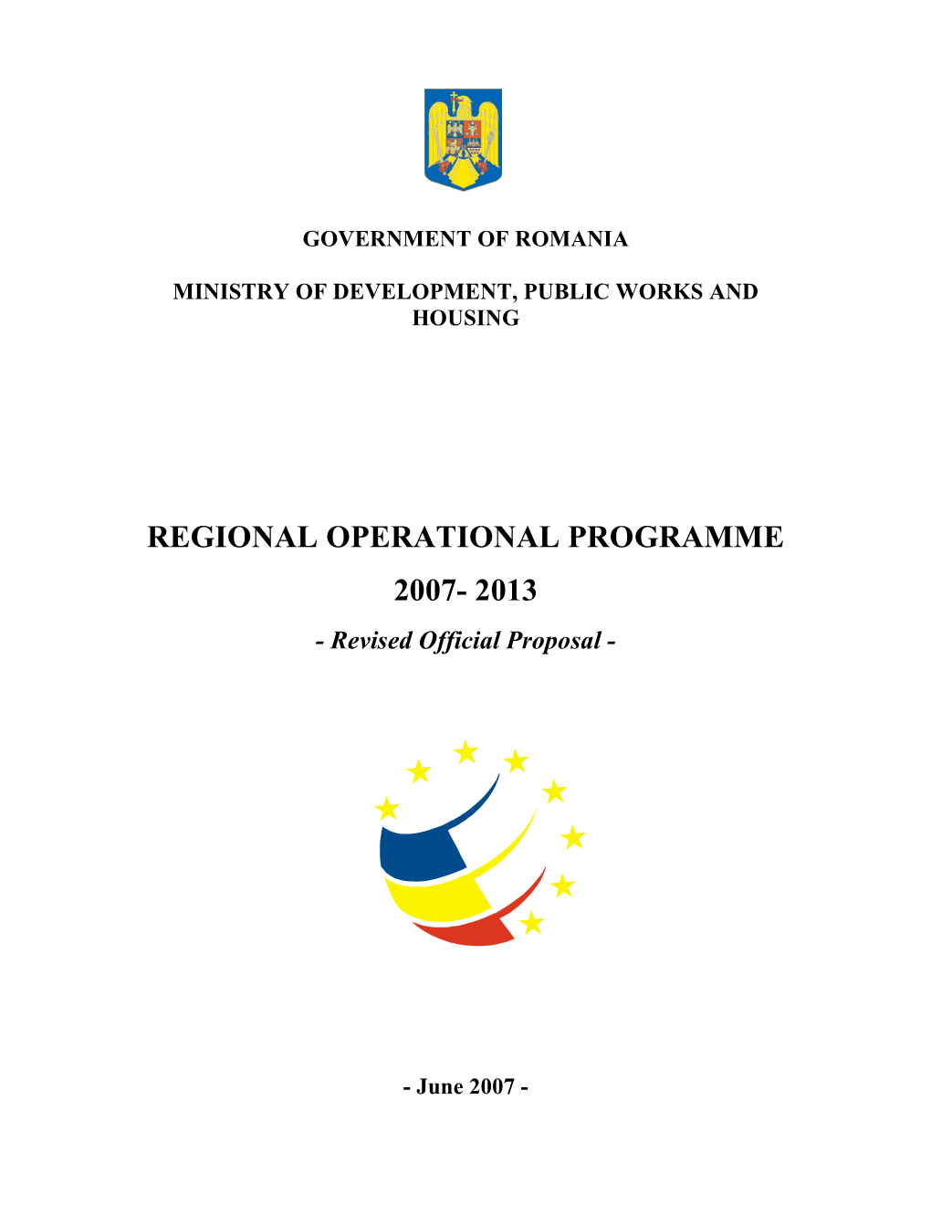 REGIONAL OPERATIONAL PROGRAMME 2007- 2013 - Revised Official Proposal