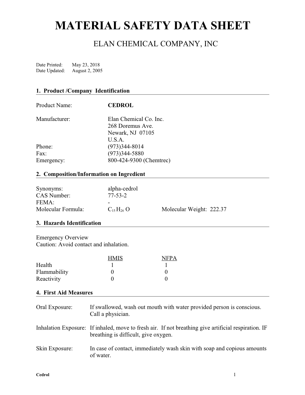 Material Safety Data Sheet s104