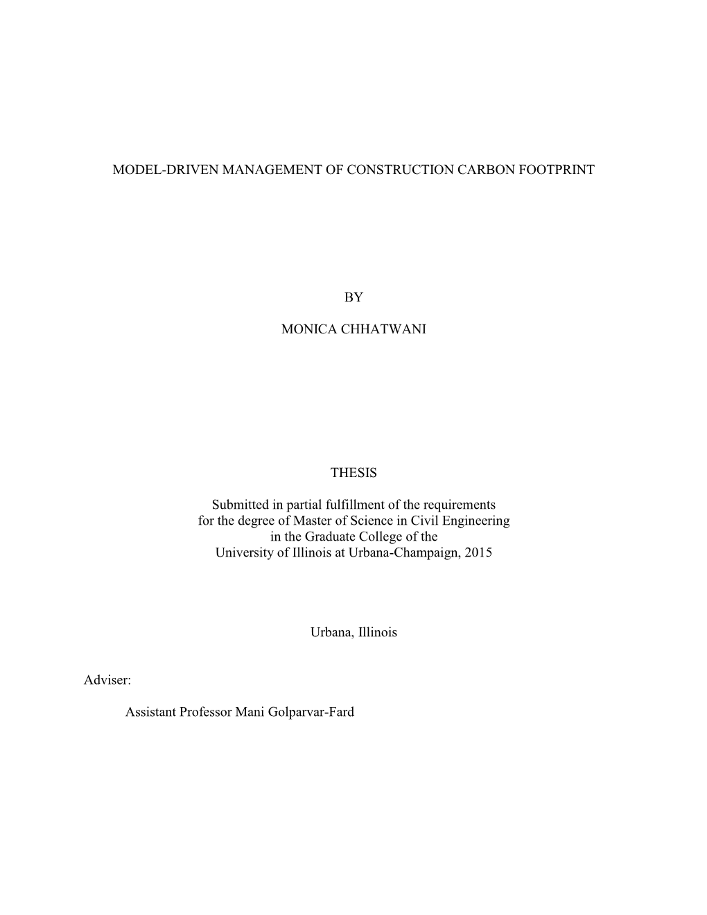 Model-Driven Management of Construction Carbon Footprint