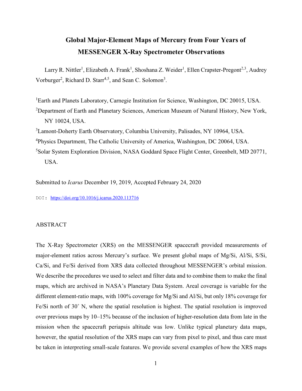 Global Major-Element Maps of Mercury from Four Years of MESSENGER X-Ray Spectrometer Observations