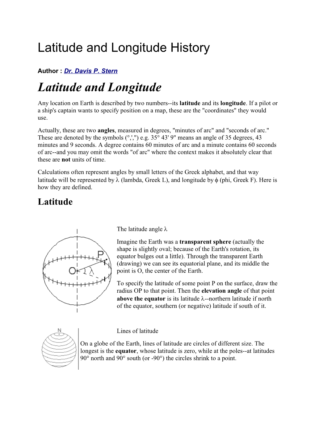 Latitude and Longitude History