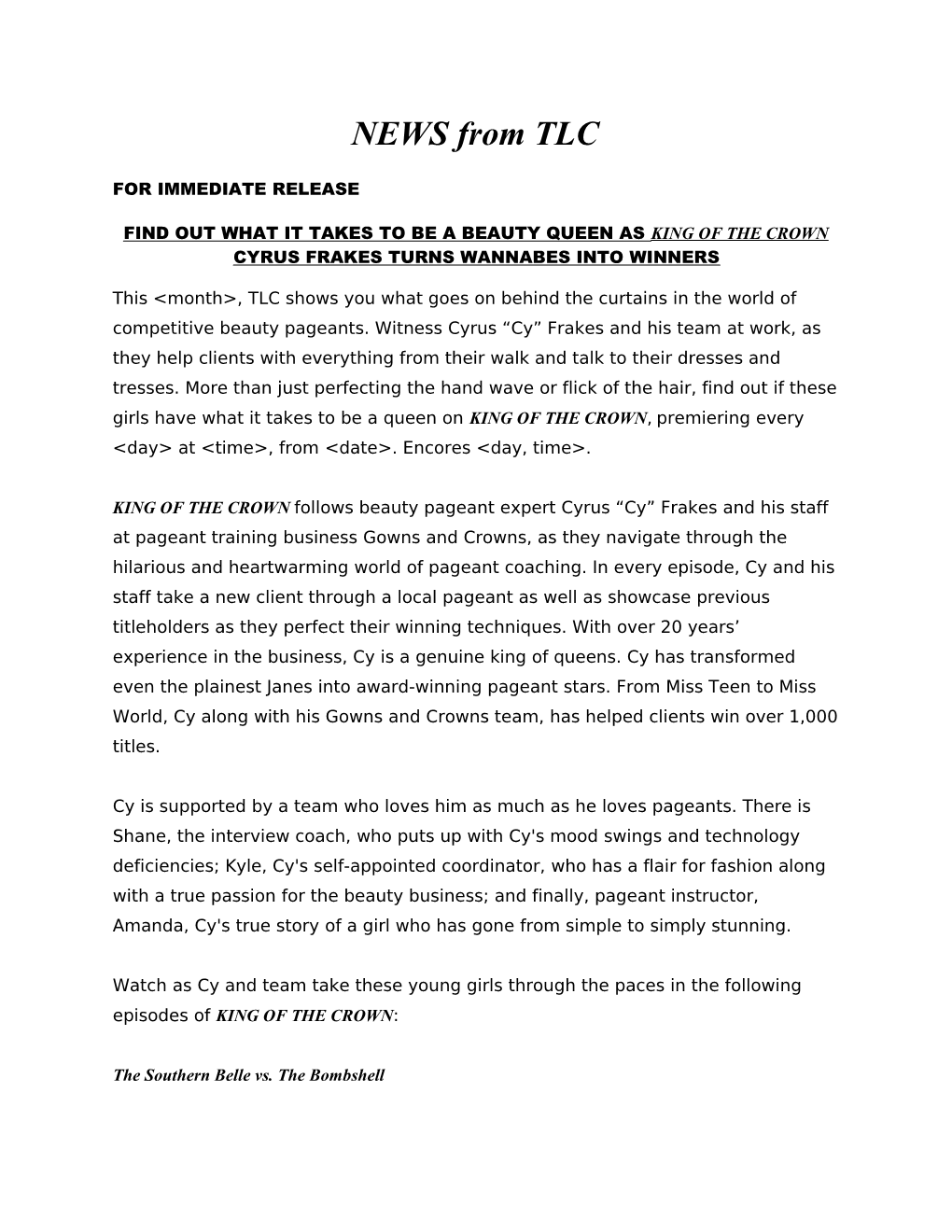 For Immediate Release s407