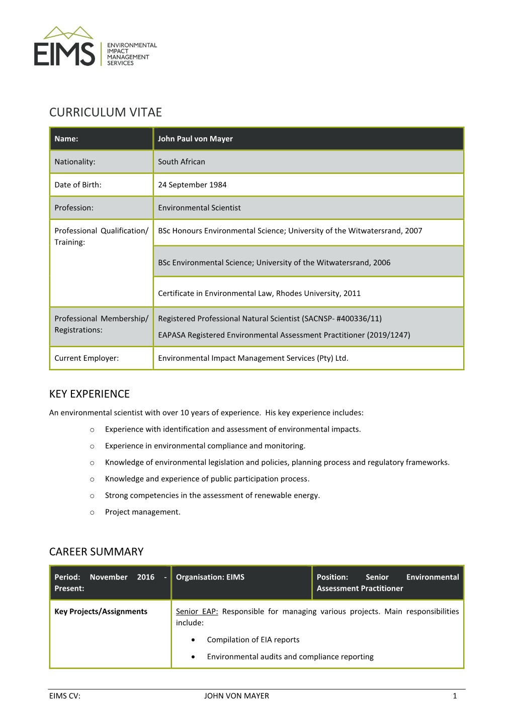 Curriculum Vitae