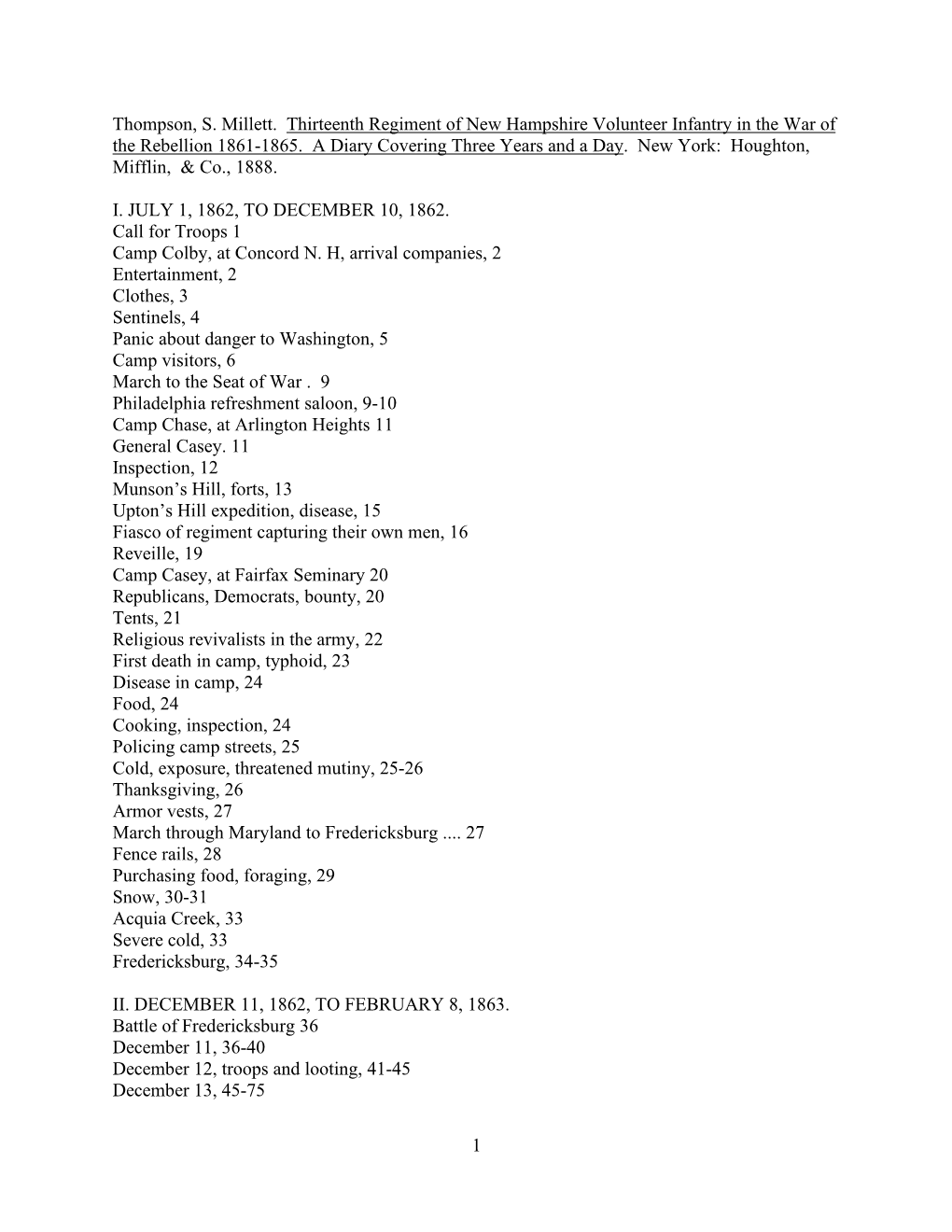 1 Thompson, S. Millett. Thirteenth Regiment of New Hampshire