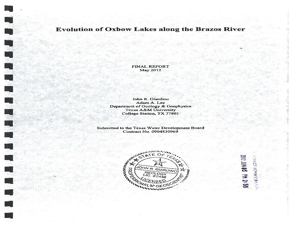 Evolution of Oxbow Lakes Along the Brazos River