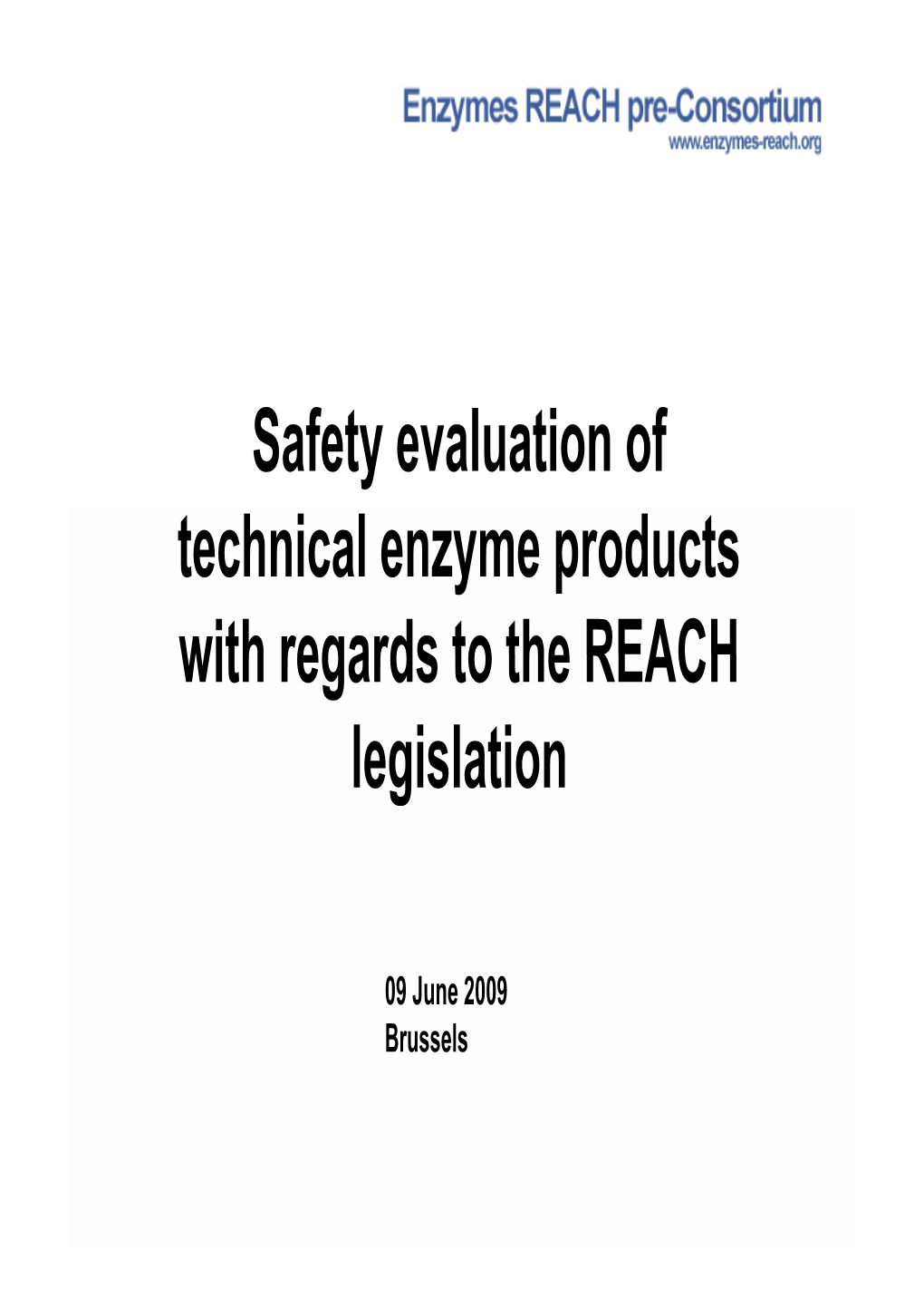Safety Evaluation of Technical Enzyme Products with Regards to the REACH Legislation