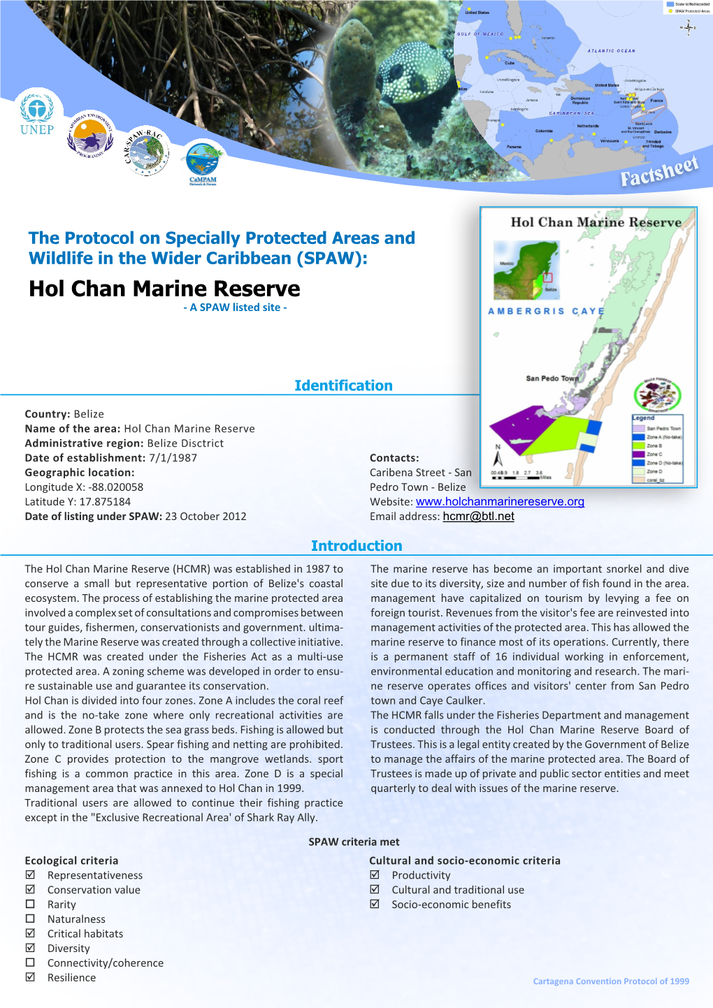 Hol Chan Marine Reserve - a SPAW Listed Site