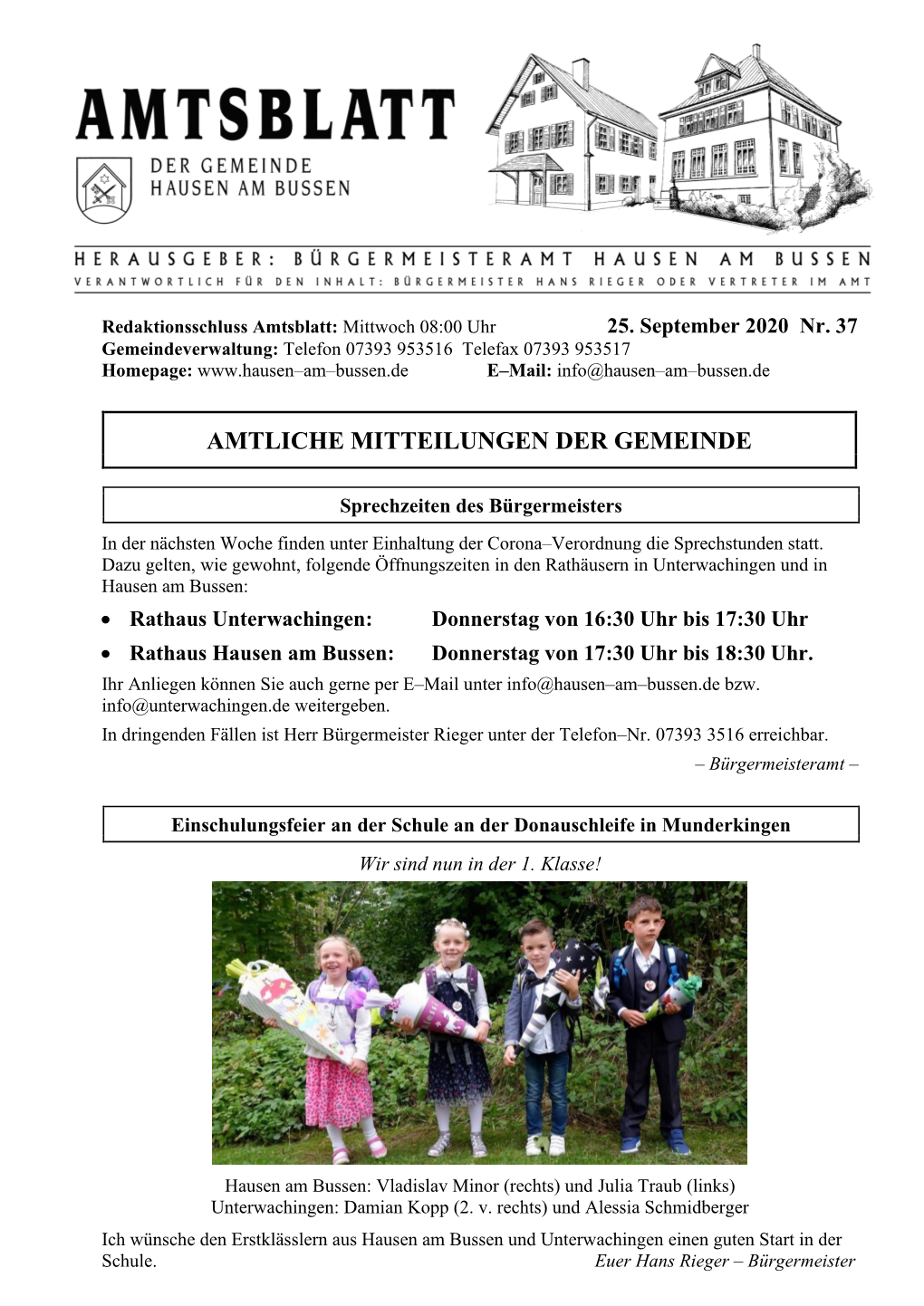 Amtsblatt Nr. 37 Vom 25.09.2020