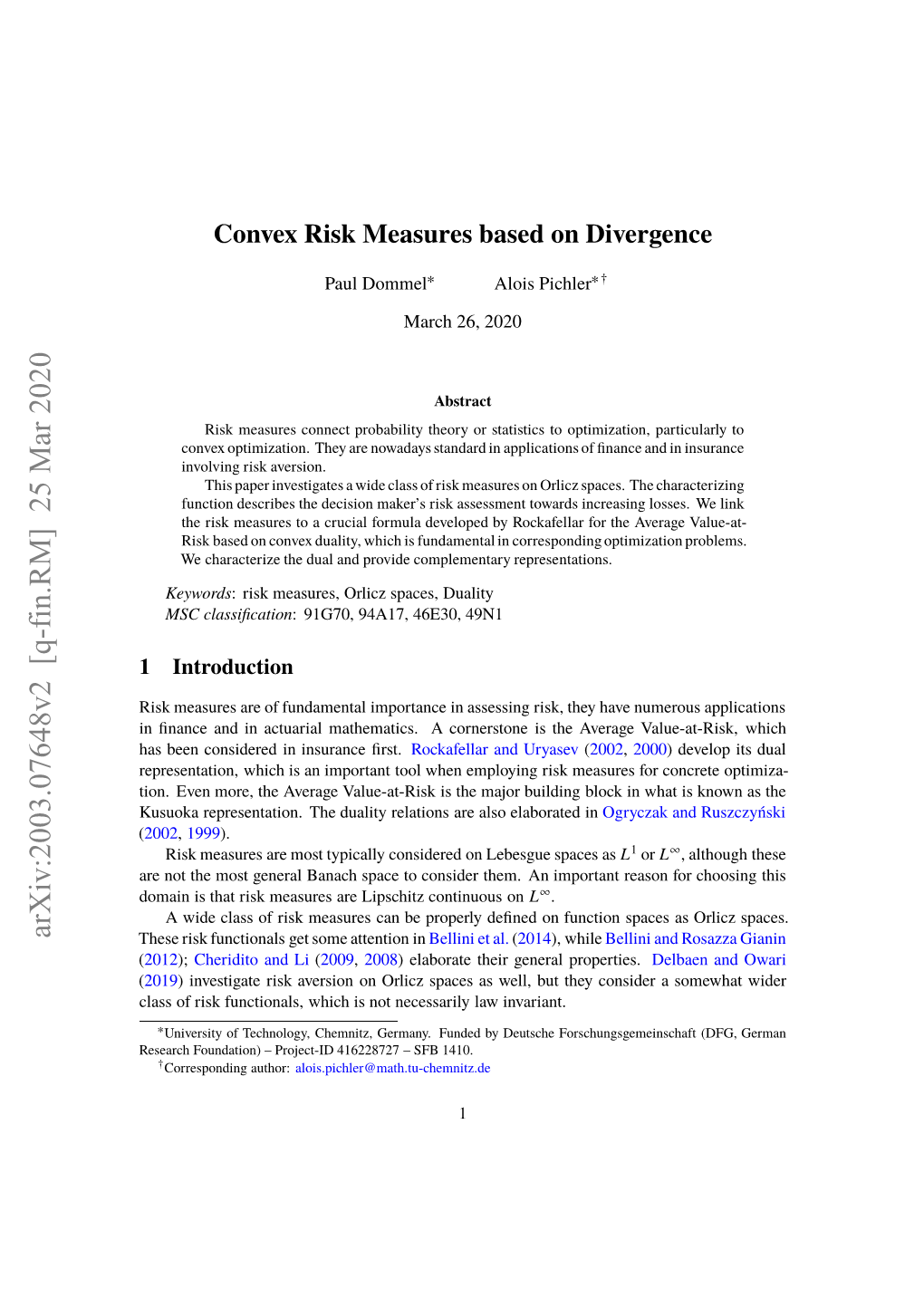 Orlicz Risk Measures