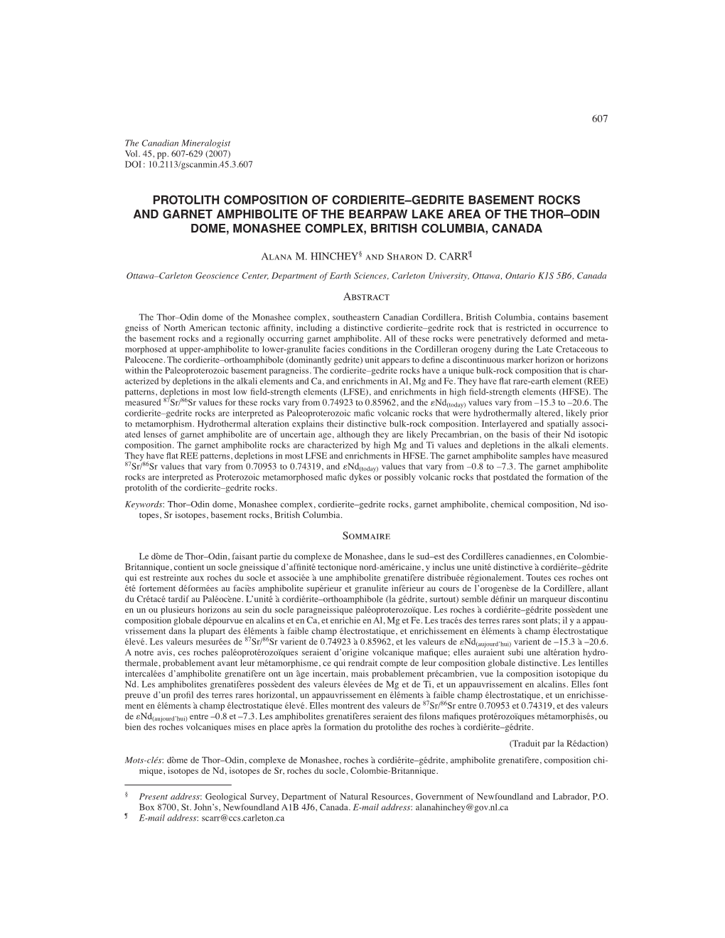 Protolith Composition of Cordierite–Gedrite Basement Rocks