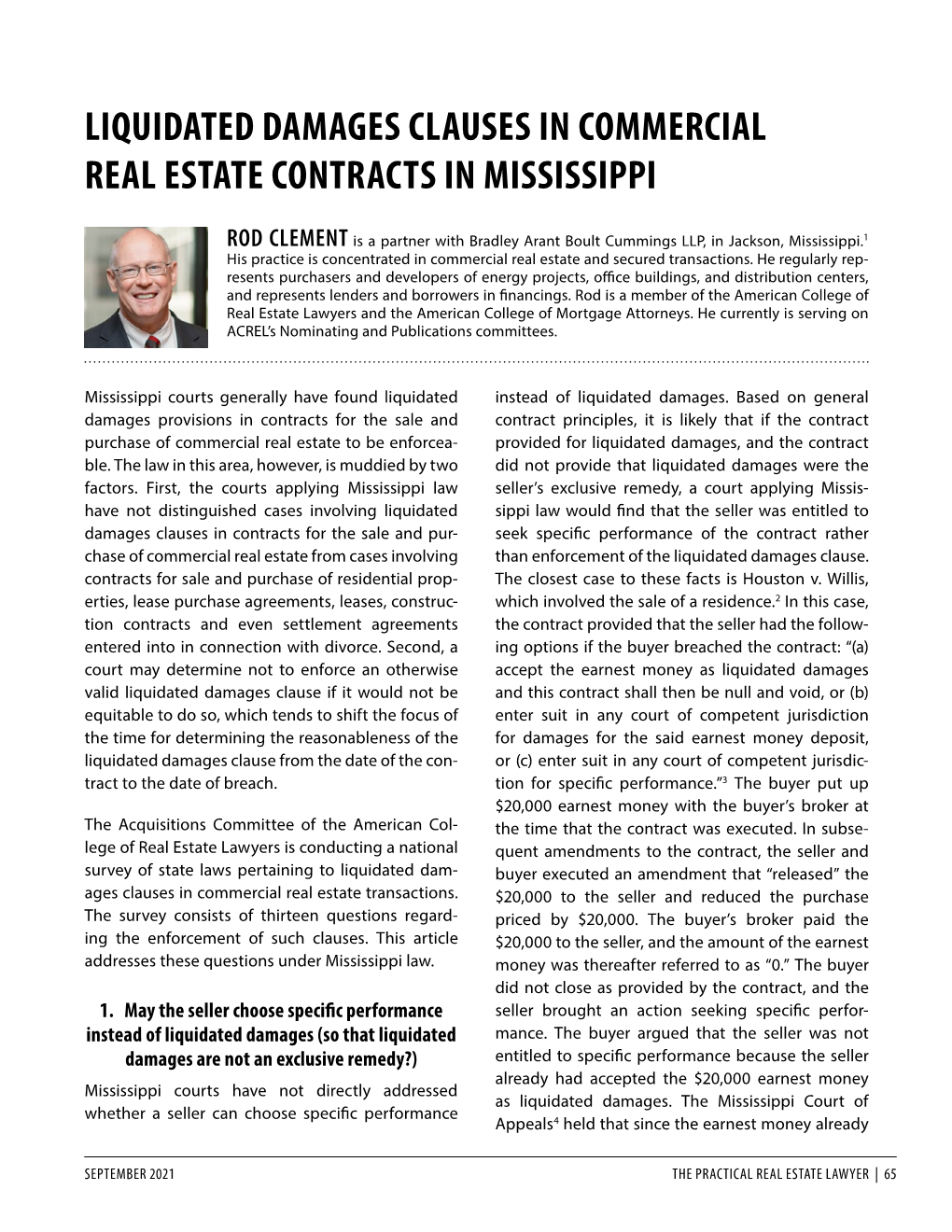 Liquidated Damages Clauses in Commercial Real Estate Contracts in Mississippi