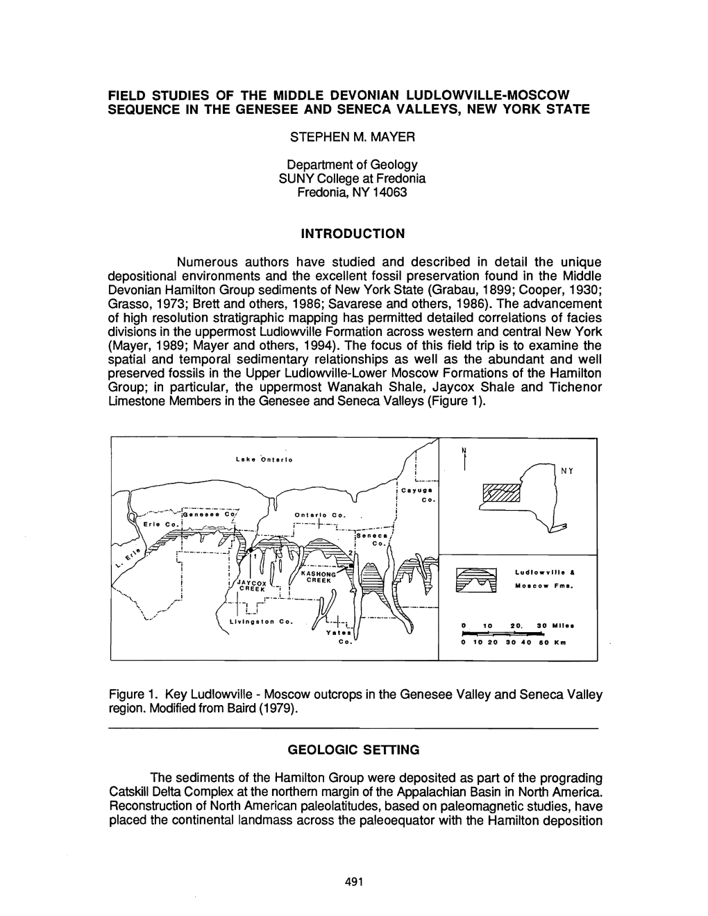 Field Studies of the Middle Devonian Ludlowville-Moscow Sequence in the Genesee and Seneca Valleys, New York State