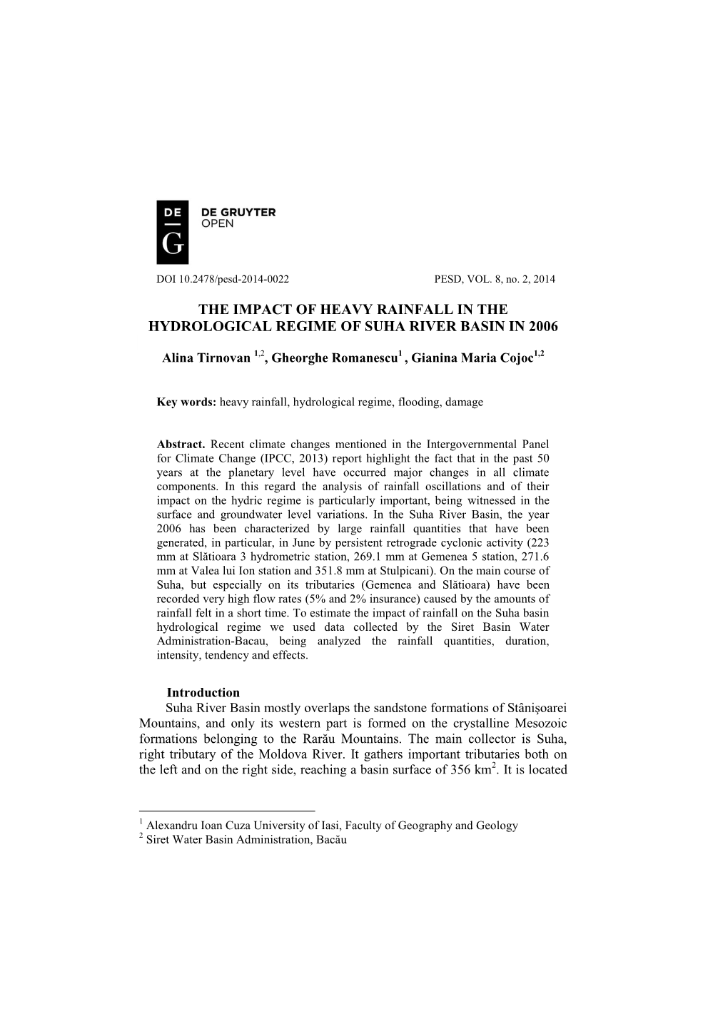 The Impact of Heavy Rainfall in the Hydrological Regime of Suha River Basin in 2006