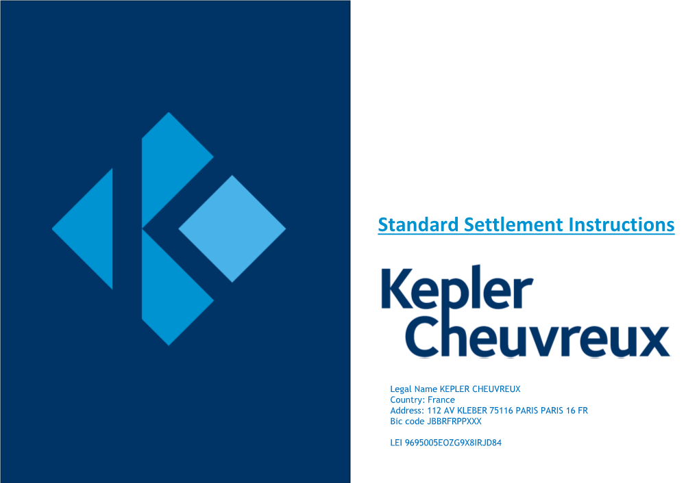 Standard Settlement Instructions
