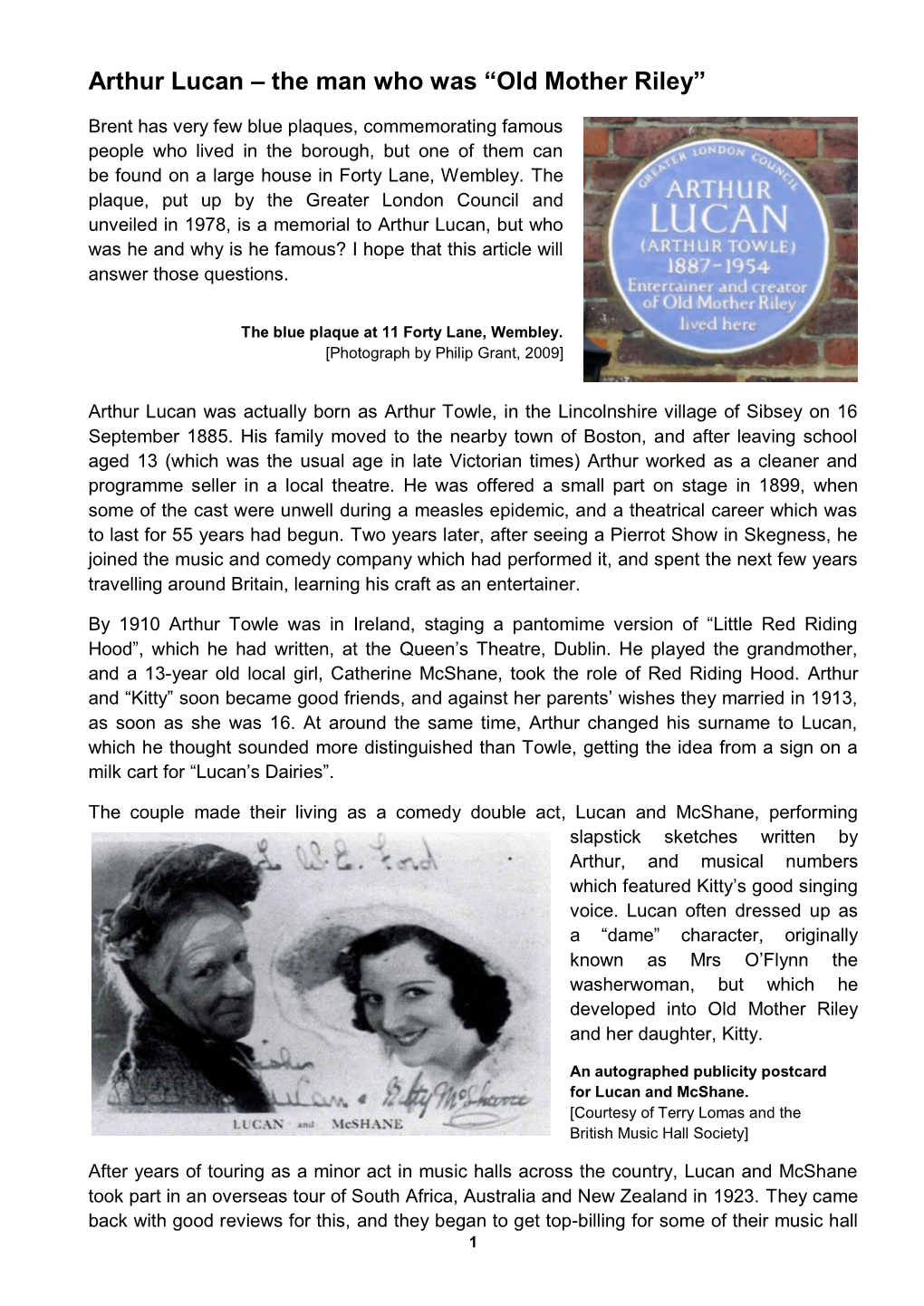 Arthur Lucan – the Man Who Was “Old Mother Riley”