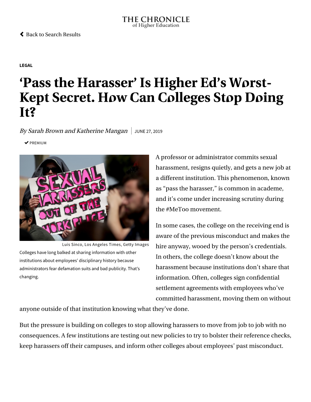 'Pass the Harasser' Is Higher Ed's Worst- Kept Secret. How Can Colleges Stop Doing