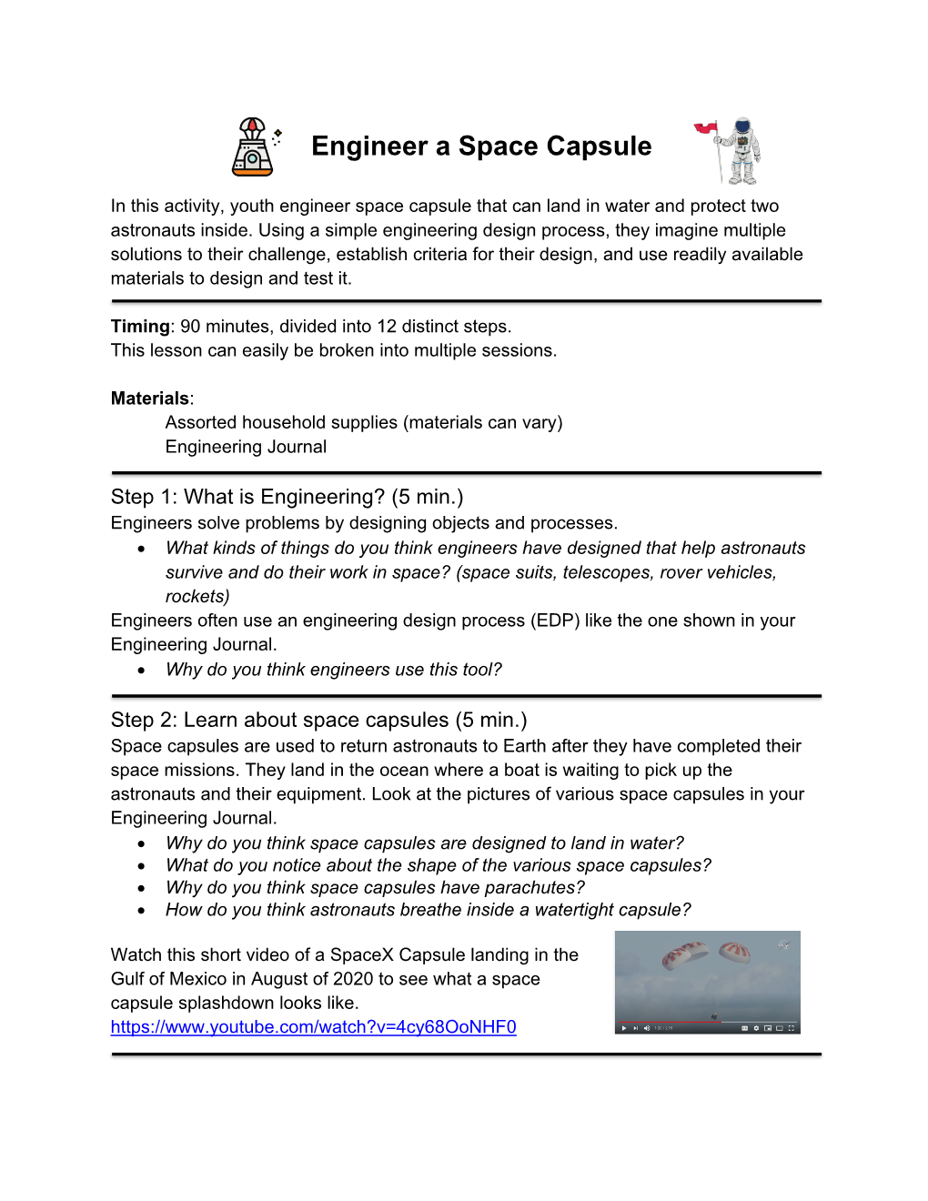 Engineer a Space Capsule