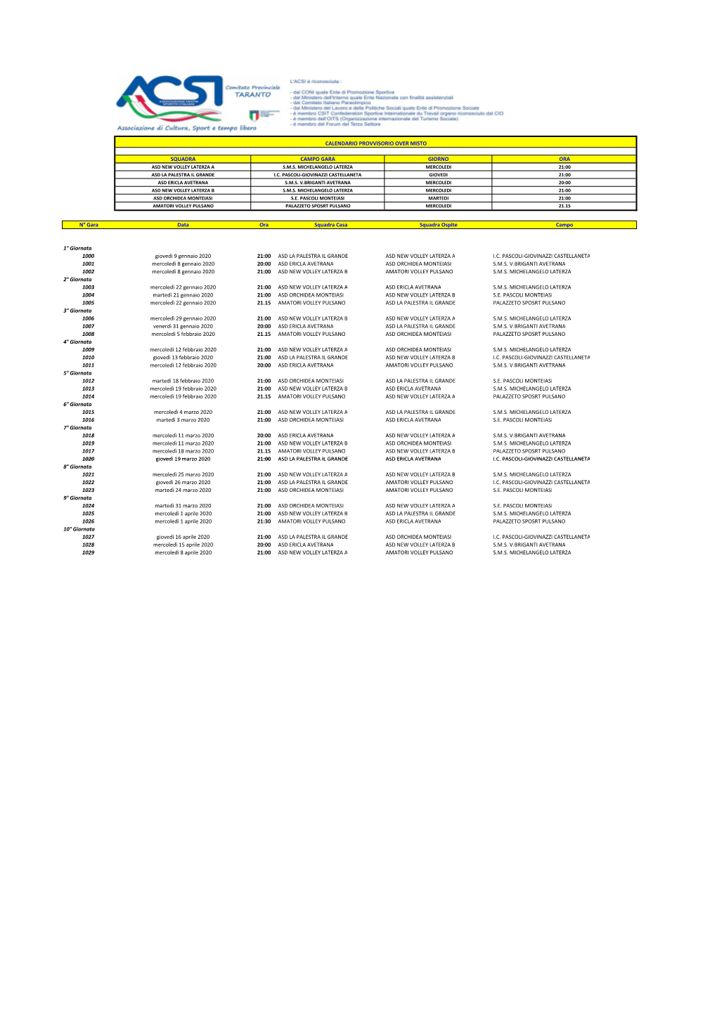 Calendario Over Misto