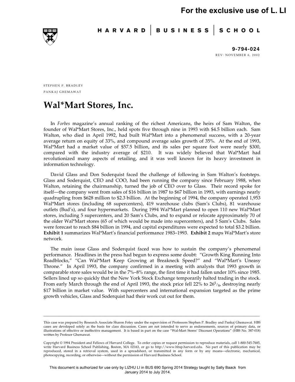 Wal*Mart Stores, Inc