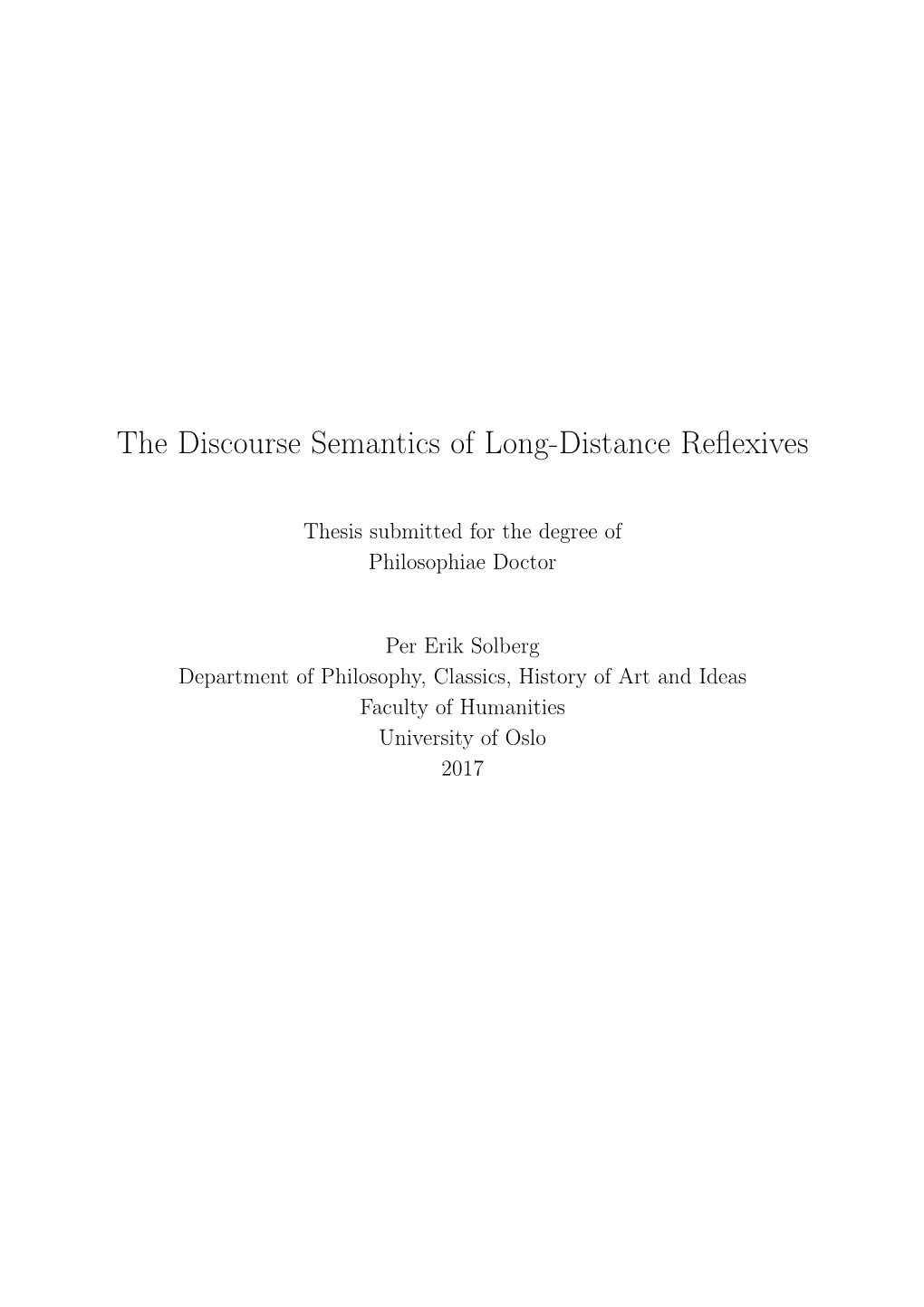 The Discourse Semantics of Long-Distance Reflexives