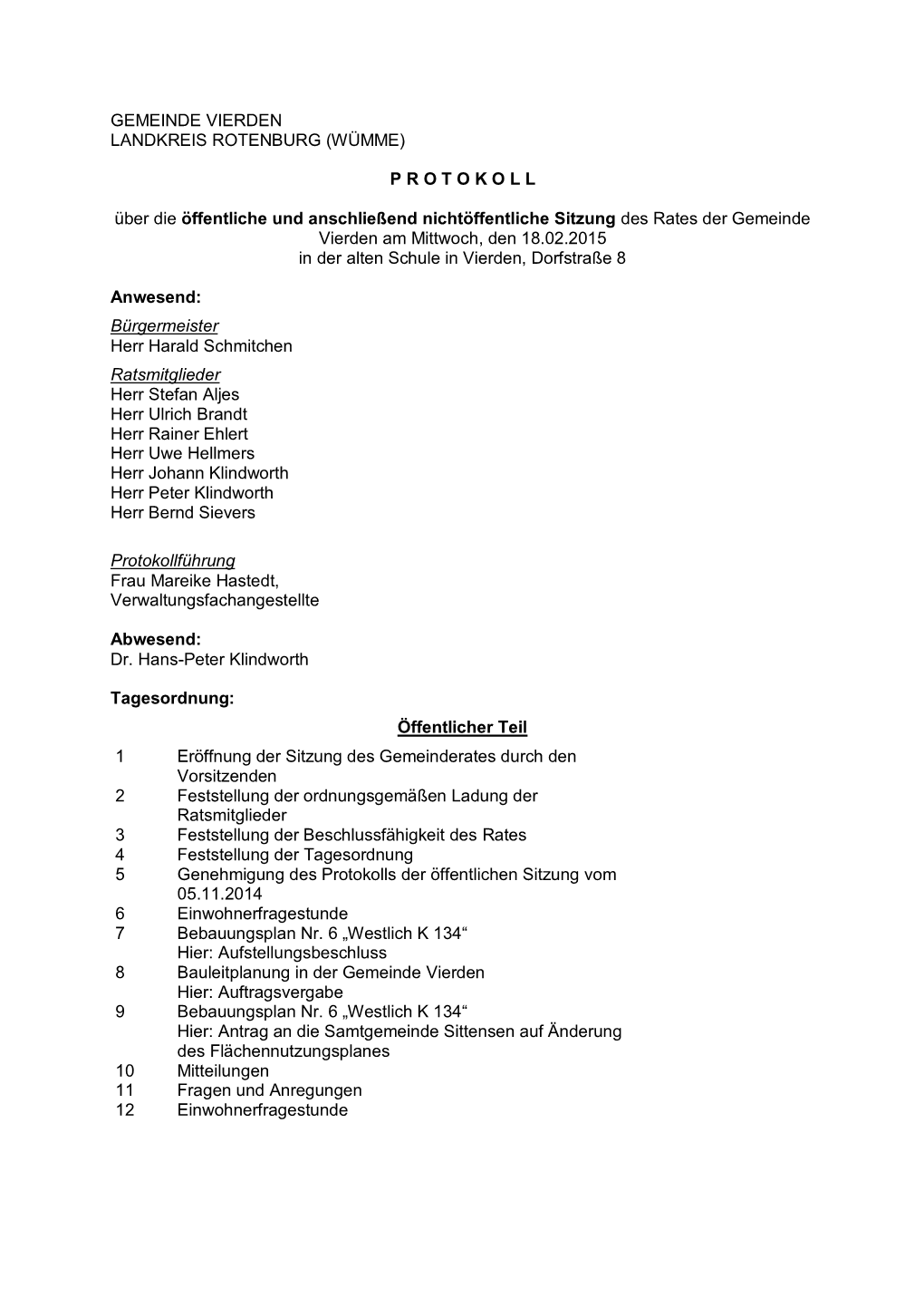 Gemeinde Vierden Landkreis Rotenburg (Wümme)