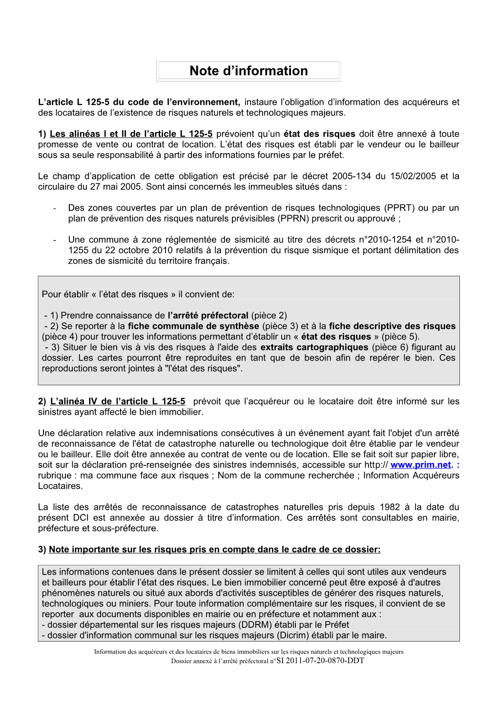 Note D'information