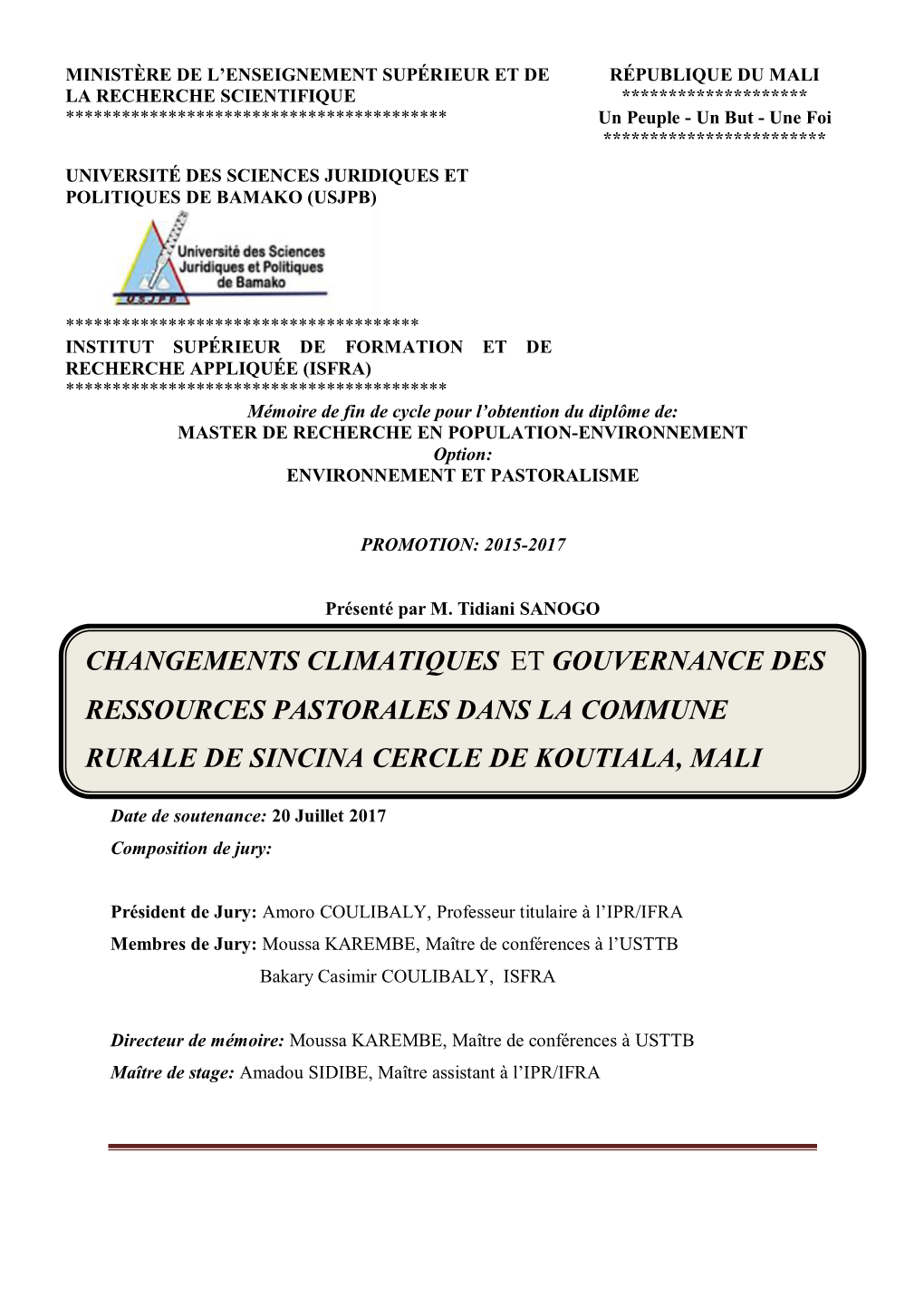 Changements Climatiques Et Gouvernance Des