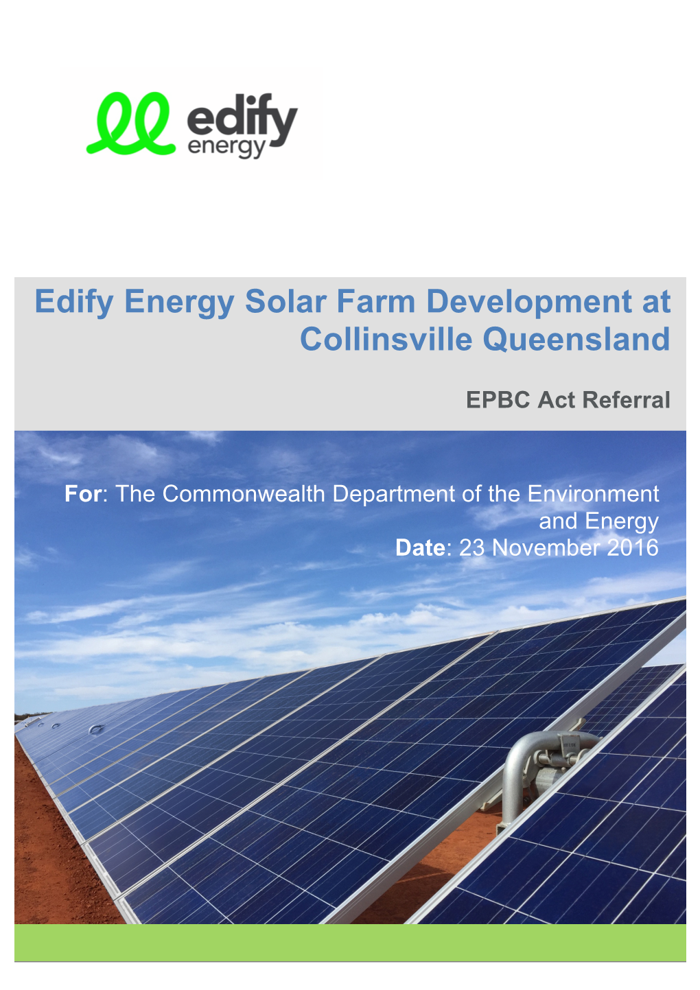 Edify Energy Solar Farm Development at Collinsville Queensland