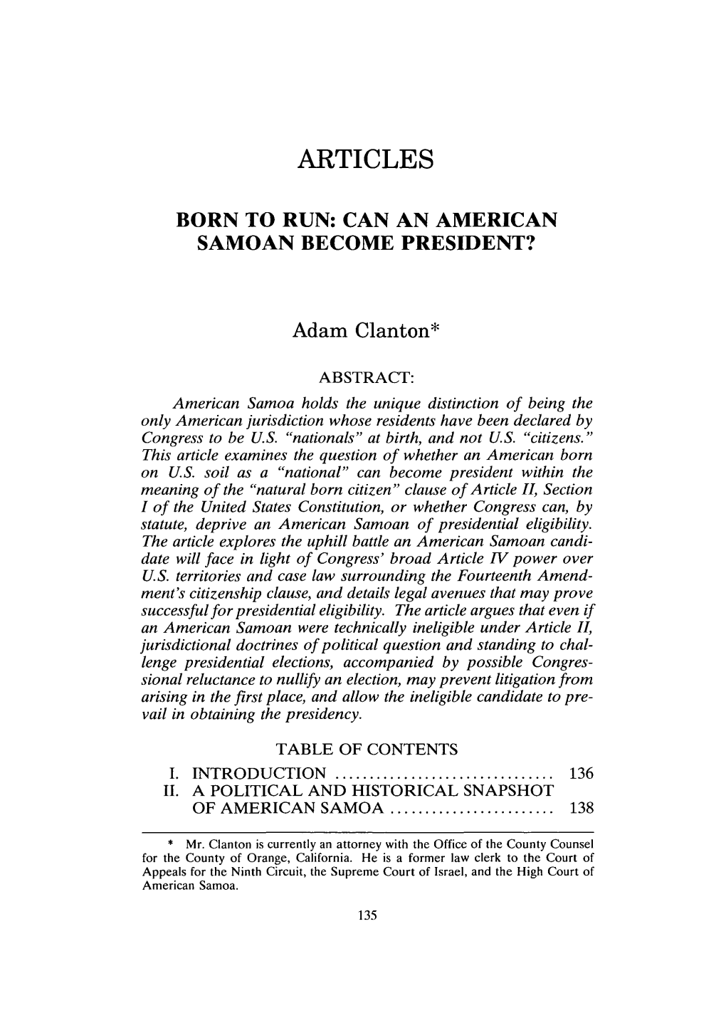 Can an American Samoan Become President?