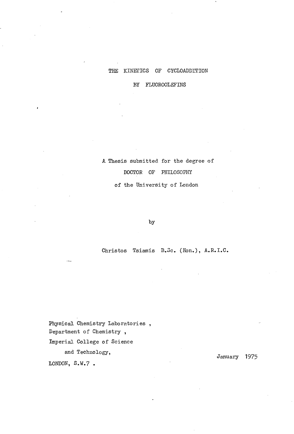 The Kinetics of Cycloaddition