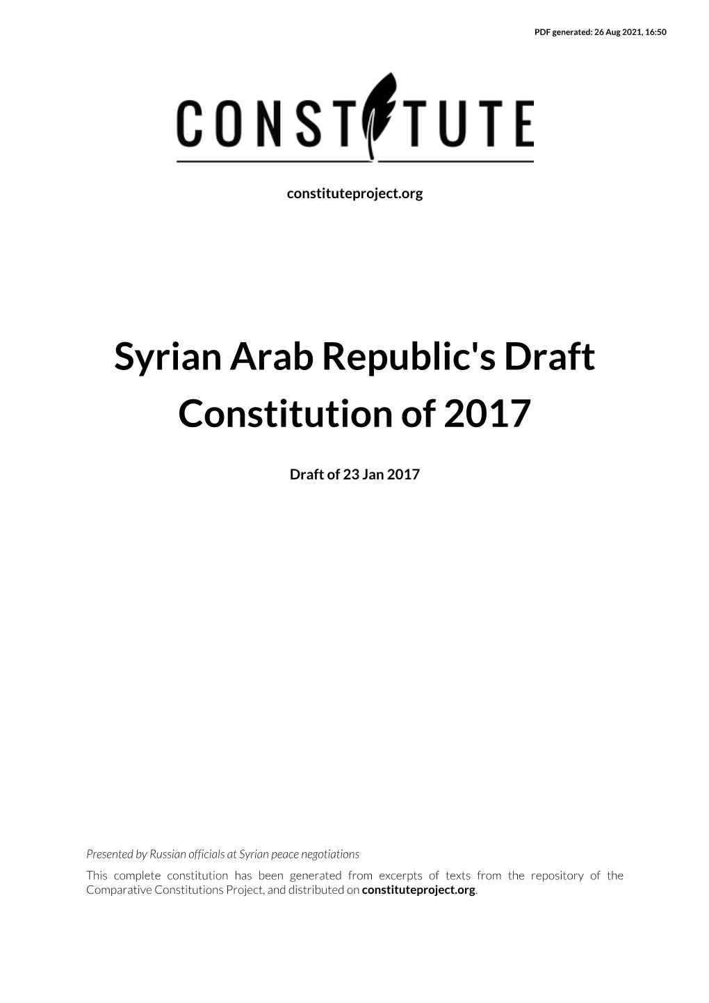 Syrian Arab Republic's Draft Constitution of 2017