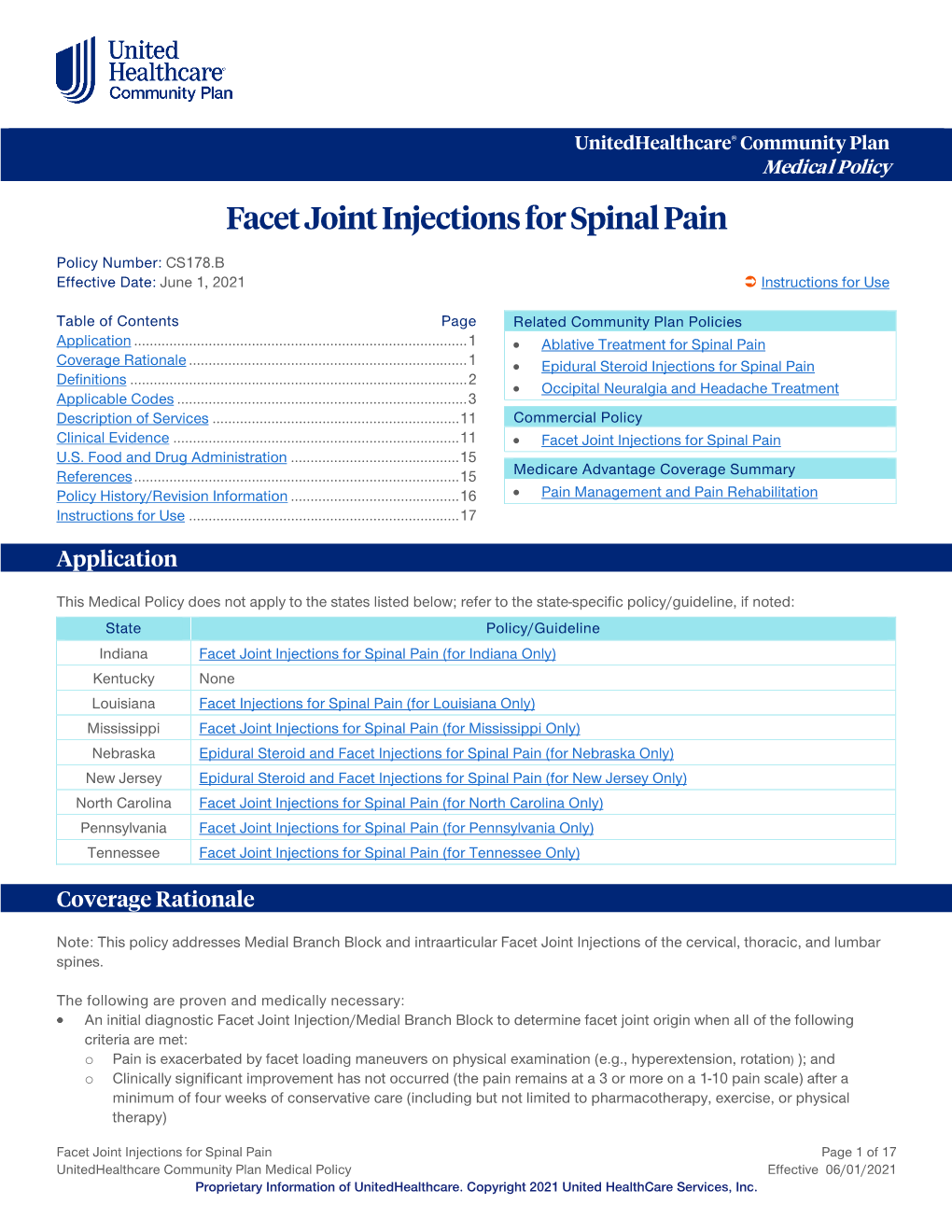Facet Joint Injections for Spinal Pain