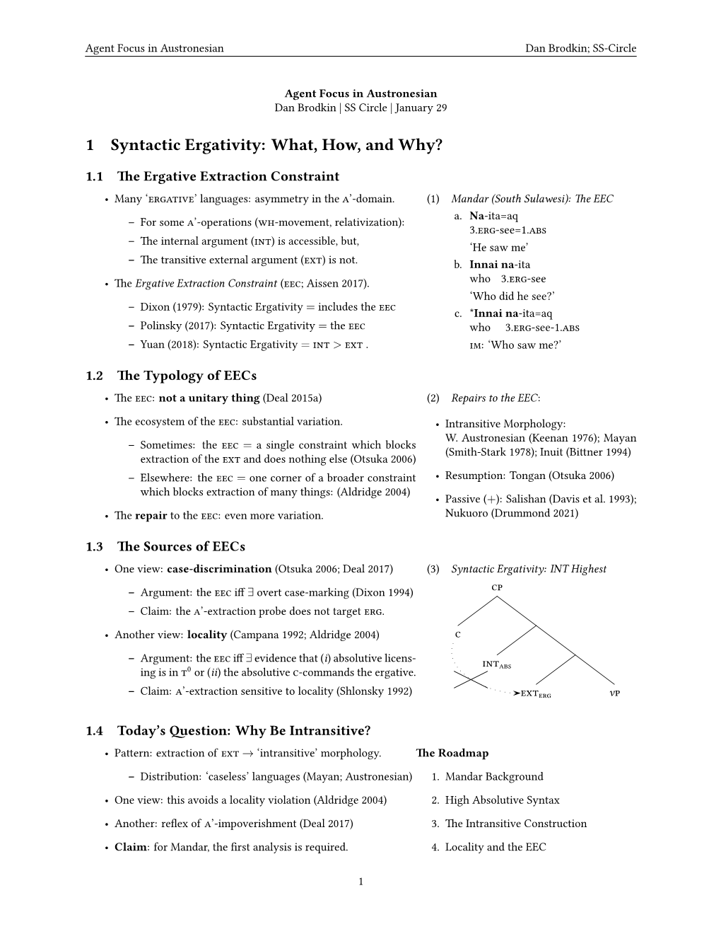 1 Syntactic Ergativity: What, How, and Why?