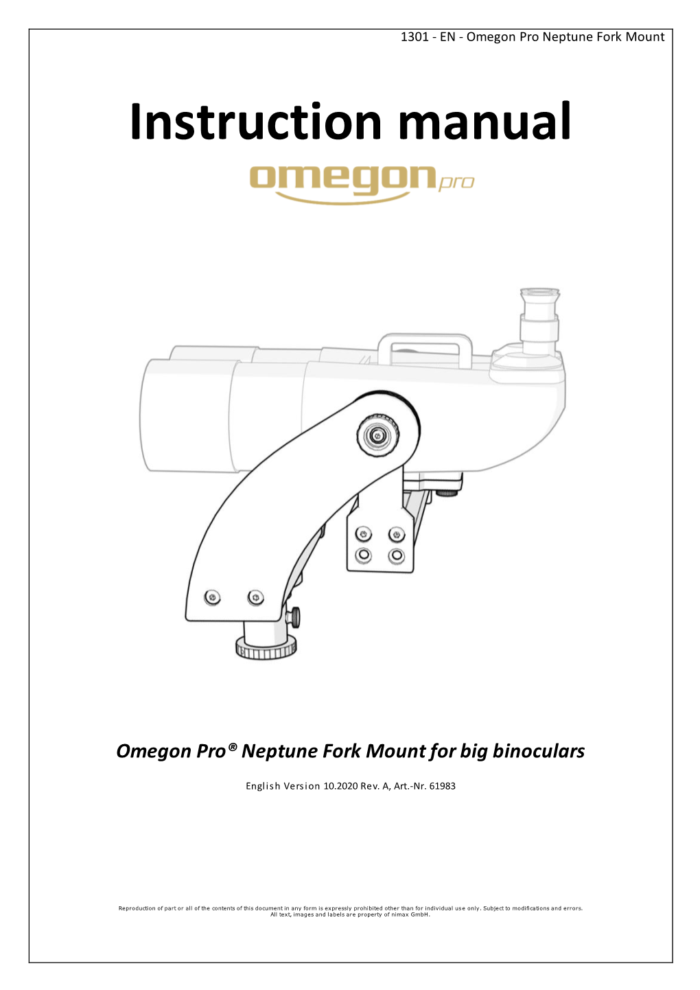 Instruction Manual Omegon Pro® Neptune Fork Mount for Big