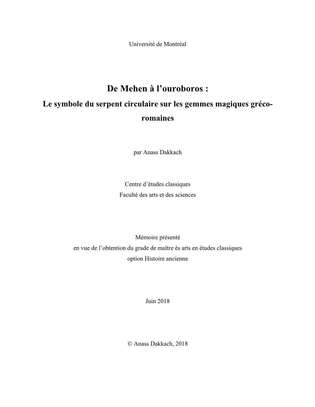 Le Symbole Du Serpent Circulaire Sur Les Gemmes Magiques Gréco- Romaines