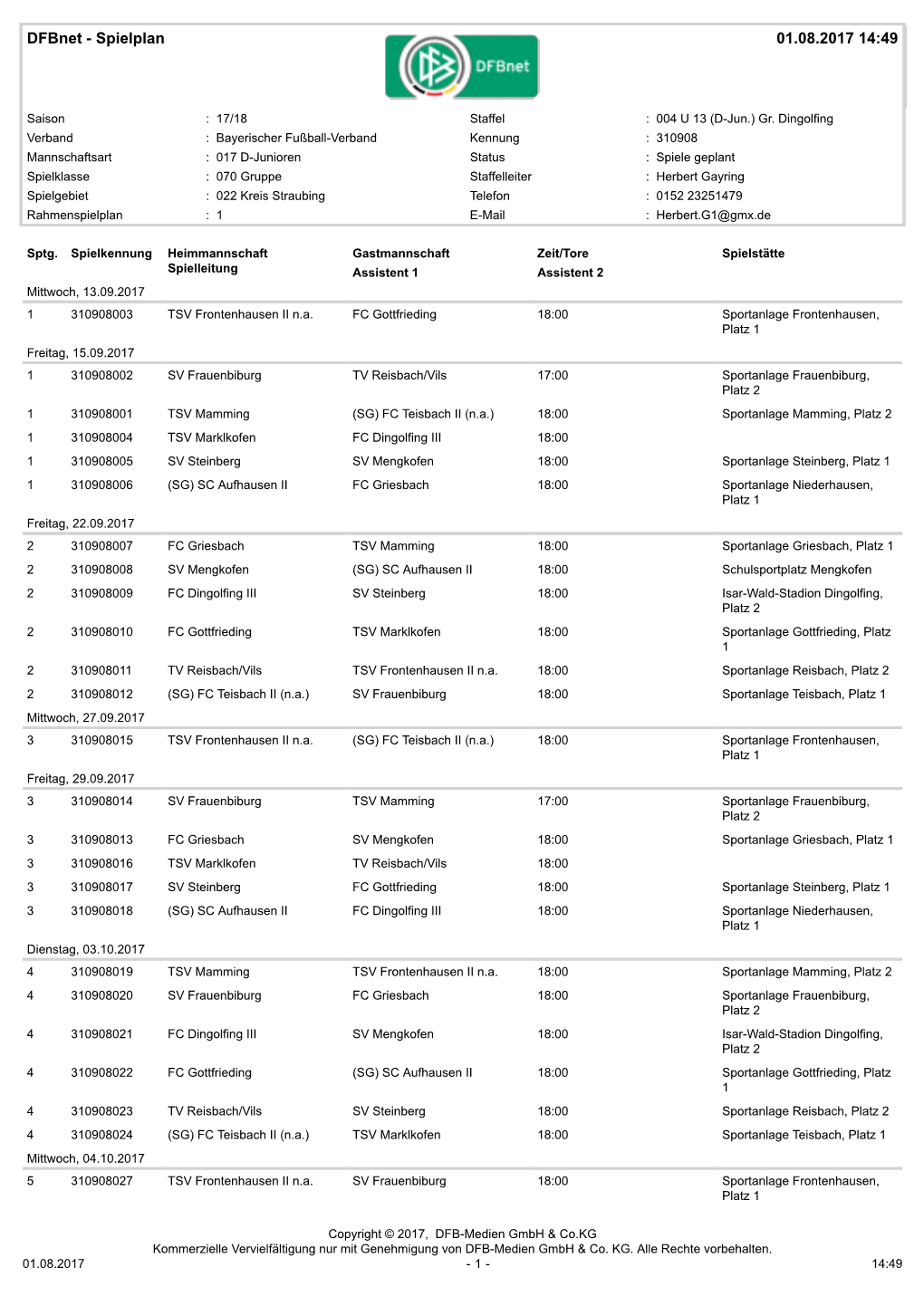 Spielplan 01.08.2017 14:49